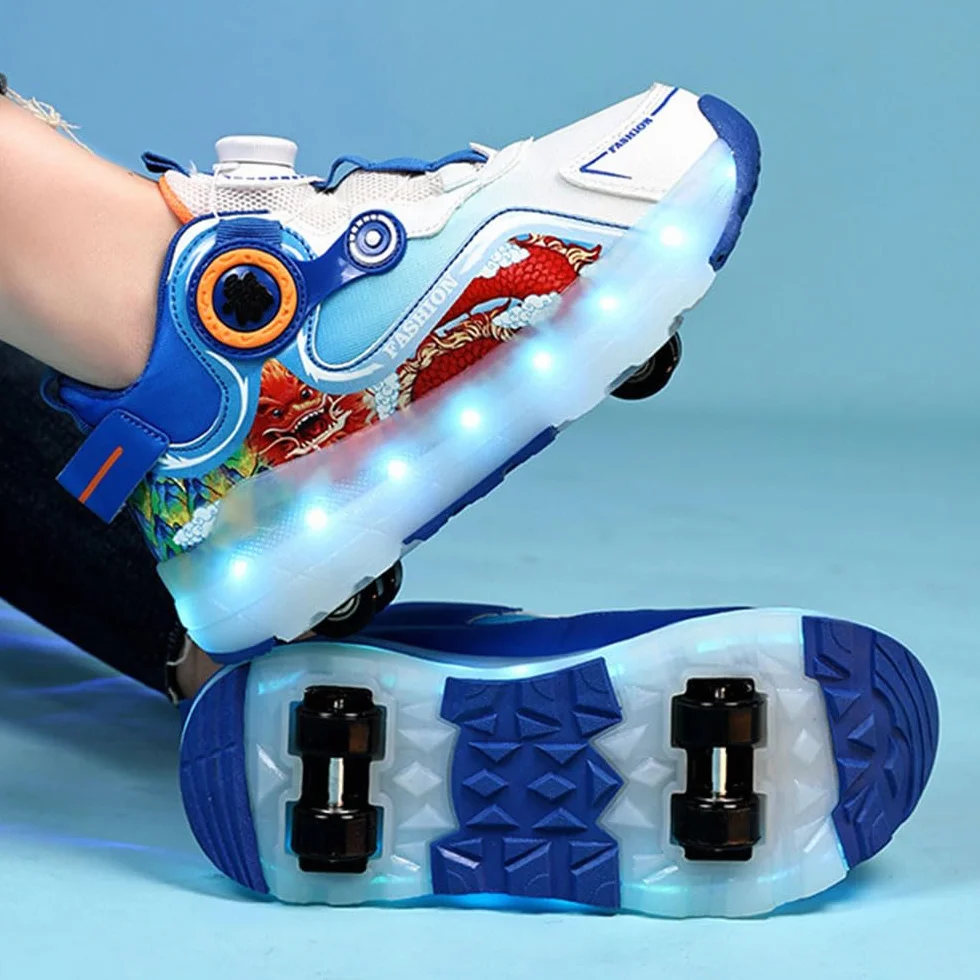 ENEN Sportive Scarpe da Skateboard 4 Ruote LED Luci Bambina Bambino Sneakers Outdoor Multisport