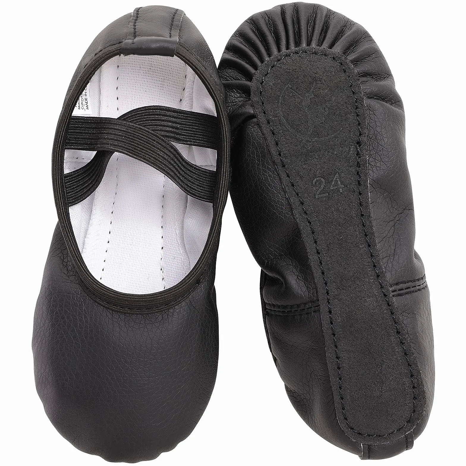 Scarpe da Danza in Pelle Classica Ballerina Suola Intera Cuoio per Bambina Ragazze Donna