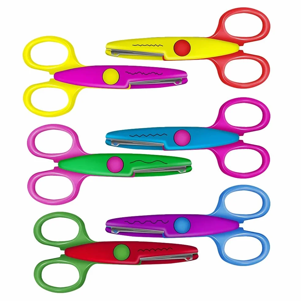 Forbici per Bambini 6pcs Set Sicurezza con Perforatrice Decorativa 8pcs Bricolage Creativo
