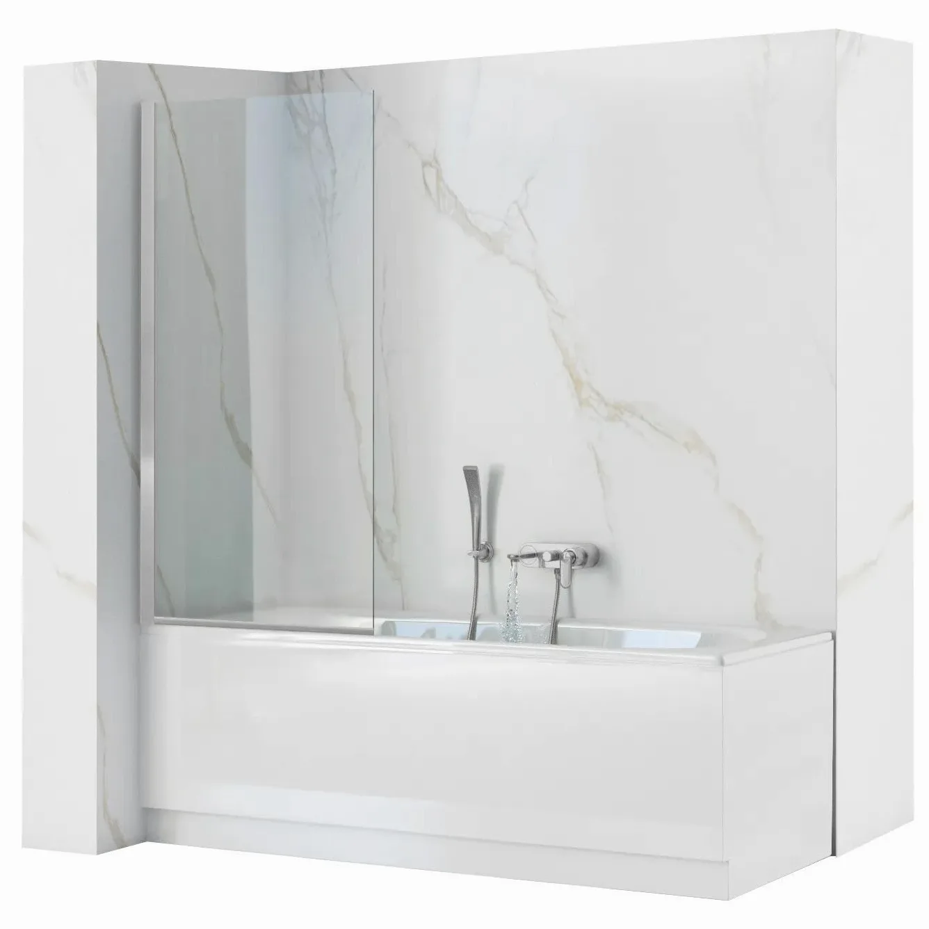 Rea - Lagos 70 Schermo Vasca Cromo, Parete Vasca Rea -lizzata In Materiale Facile Da Pulire, Spessore Vetro 5 mm 1,8x70x140cm