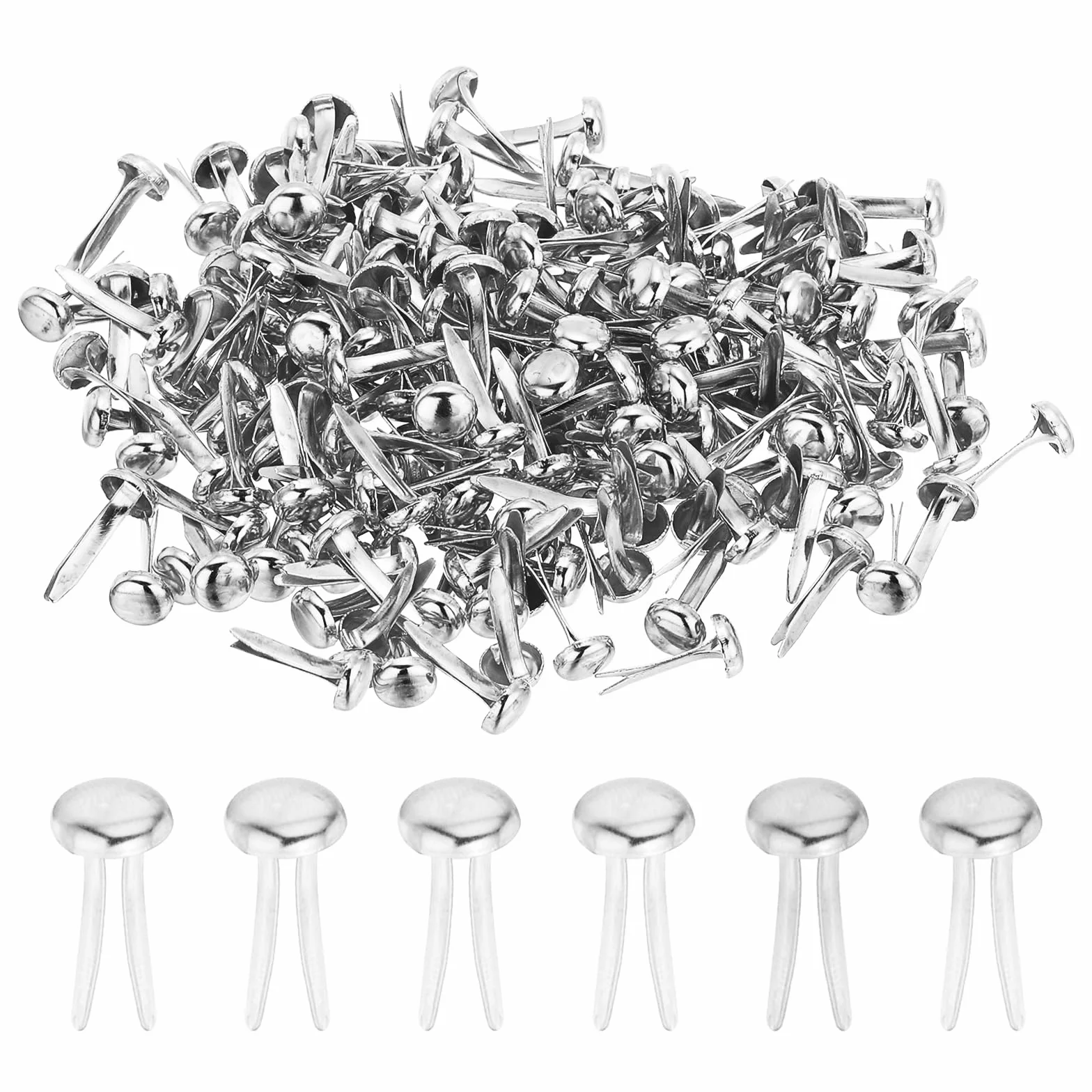PATIKIL 1000 PCS Fermagli In Ottone Per Carta Puntine Metalliche Pastello Mini Fermagli Testa Tonda Placcati Per Materiali Creativi Scrapbooking DIY Supplies, Tonalità Argento, 4.5 X 8 Mm