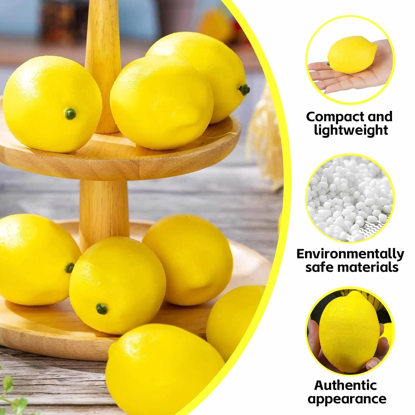 Pezzi Limoni Artificiali Realistici Frutta Finta Gialla per Decorazione Casa Cucina Matrimonio Feste Fotografia 7,5 × 5,2 cm