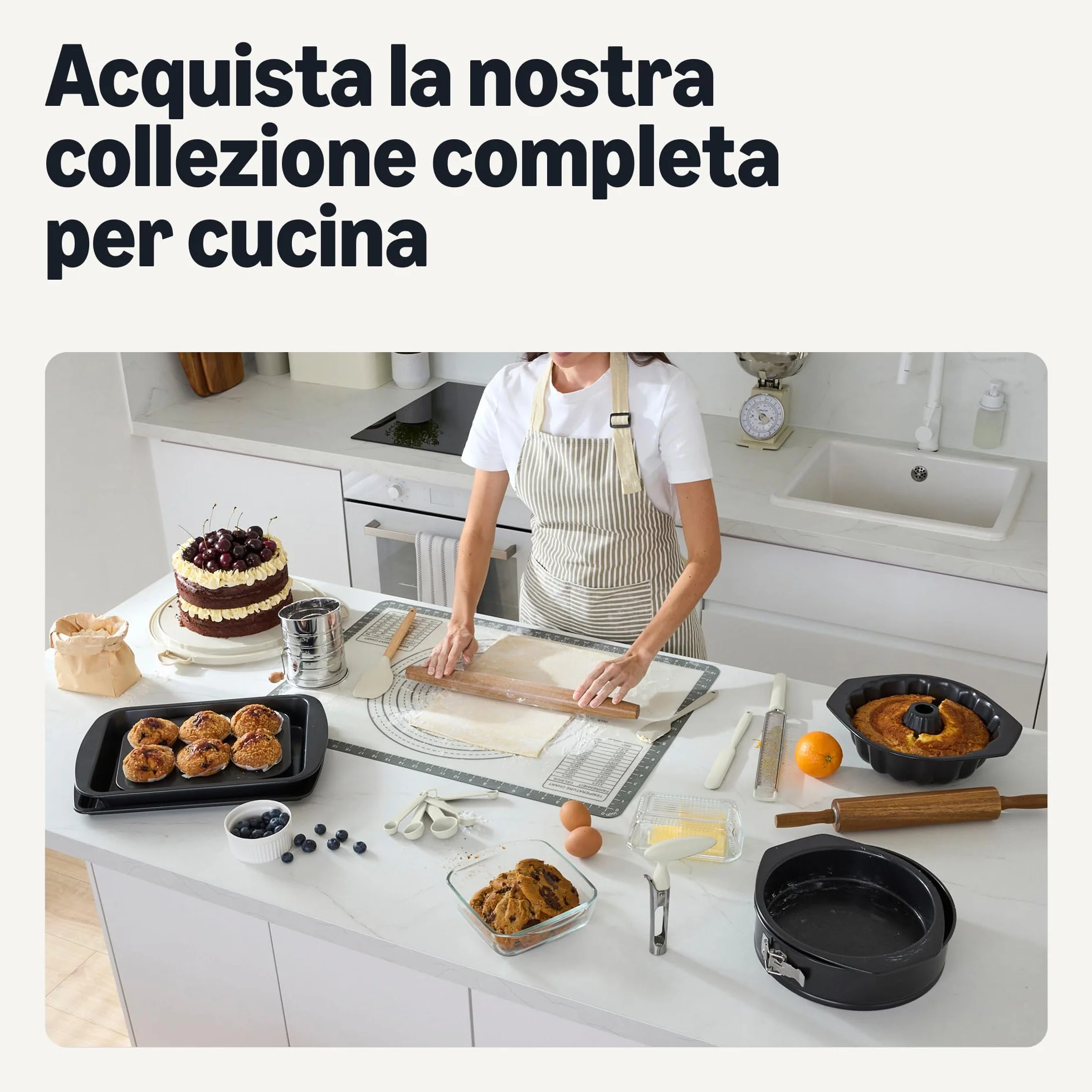 Amazon Basics Misurini e Cucchiai Dosatori, Set di 10 Pezzi, Lavabili in Lavastoviglie, Grigio Lino