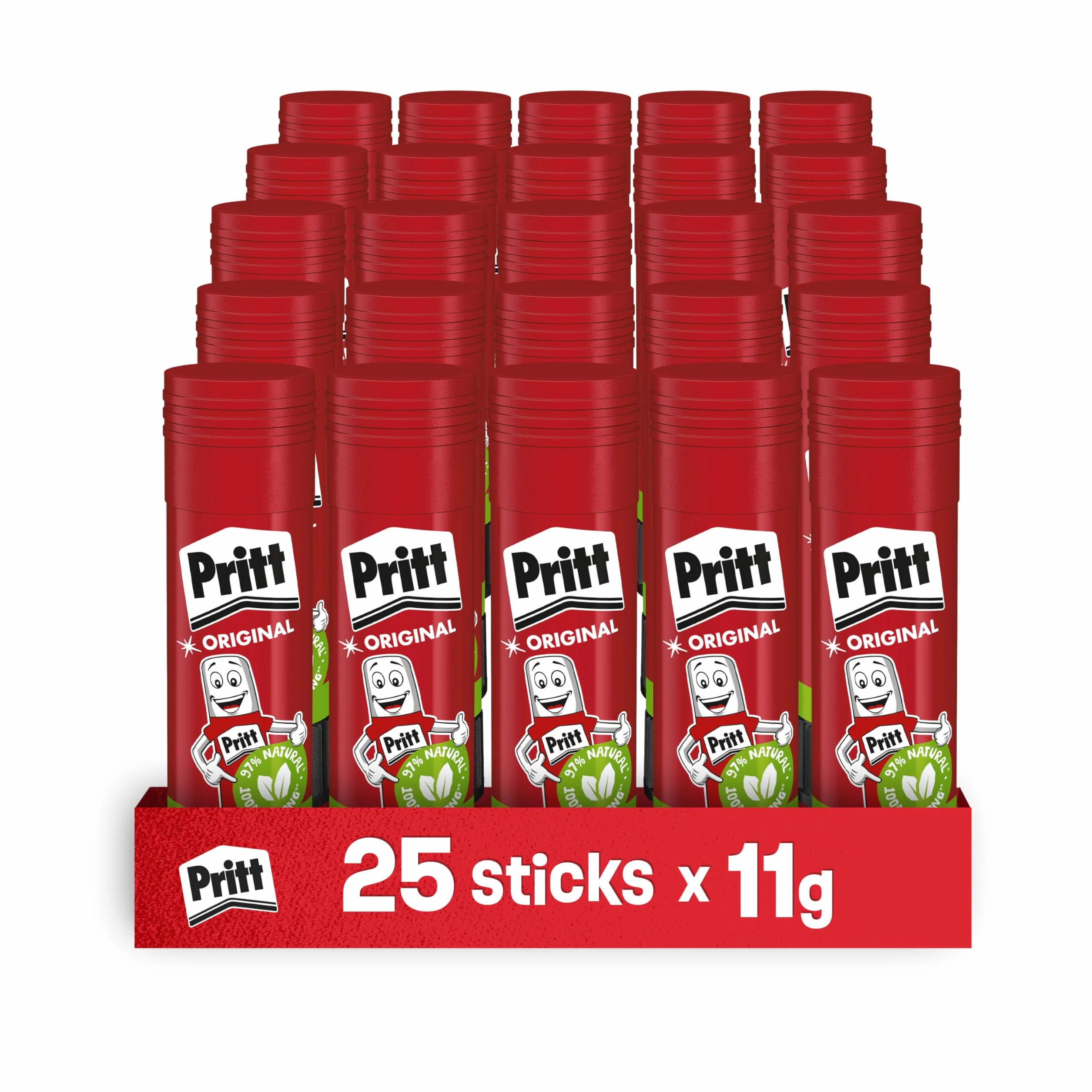 Pritt Colla Stick 25 x 11g, Adesivo per bambini, scuola e ufficio