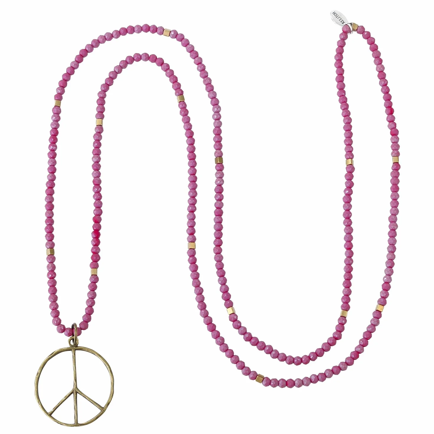 KELITCH Peace Sign collana ciondolo cristallo donna legno ovale