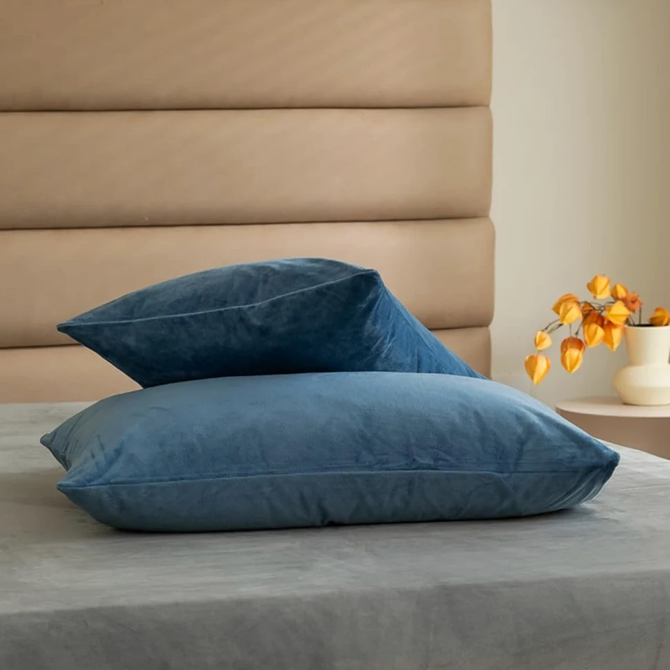 Set copripiumino in velluto, 4 pezzi, con copripiumino, lenzuolo piano e federe con busta, per letto Queen/King Size