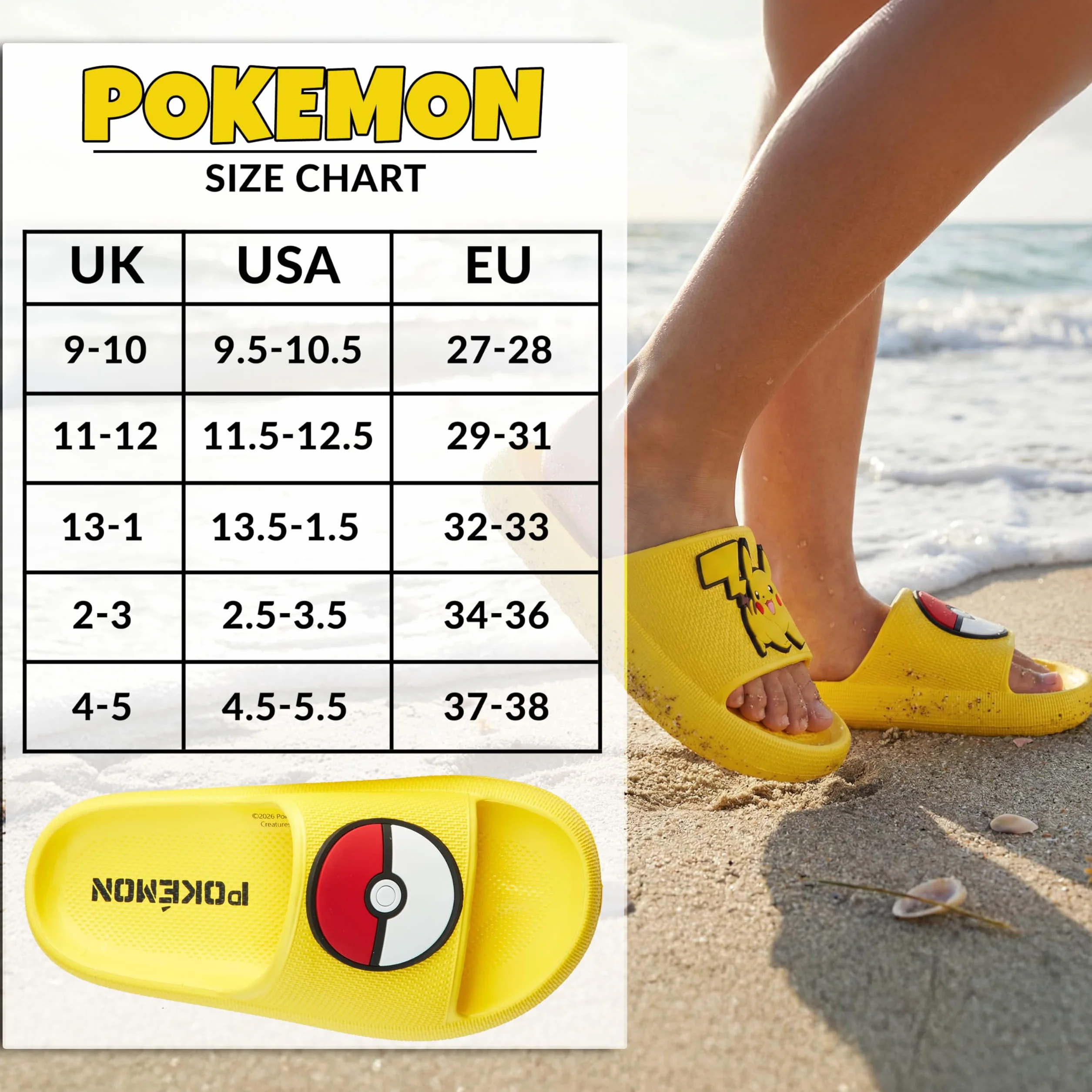 Get Trend Pokemon Ciabatte da Spiaggia per Ragazzi, Pikachu Gengar Snorlax Antiscivolo Pantofole da Bagno Bambini, Scarpe da Piscina Interno Esterno Estive 29-38