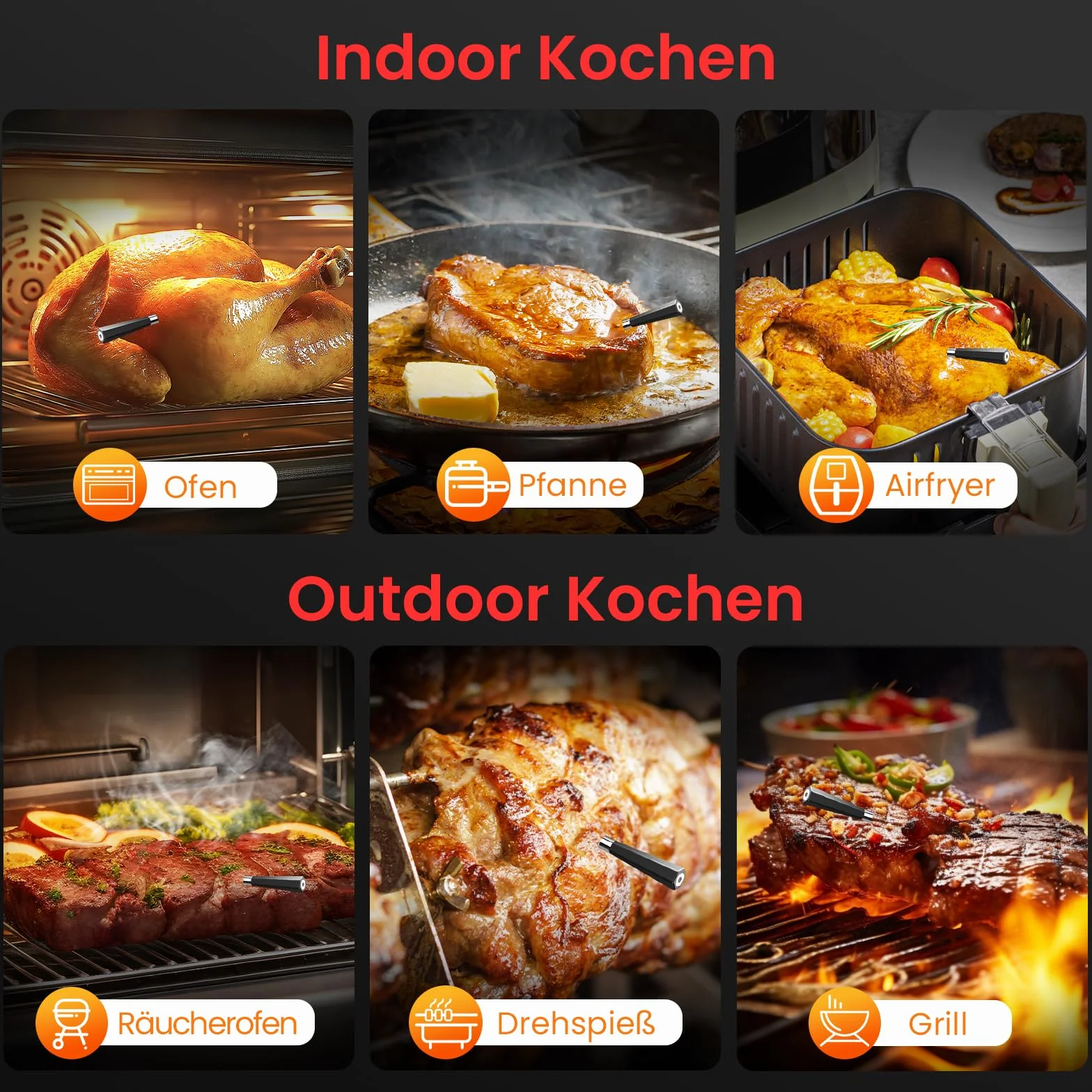 Termometro Carne Bluetooth IP67 Impermeabile Wireless per BBQ Forno Grill
