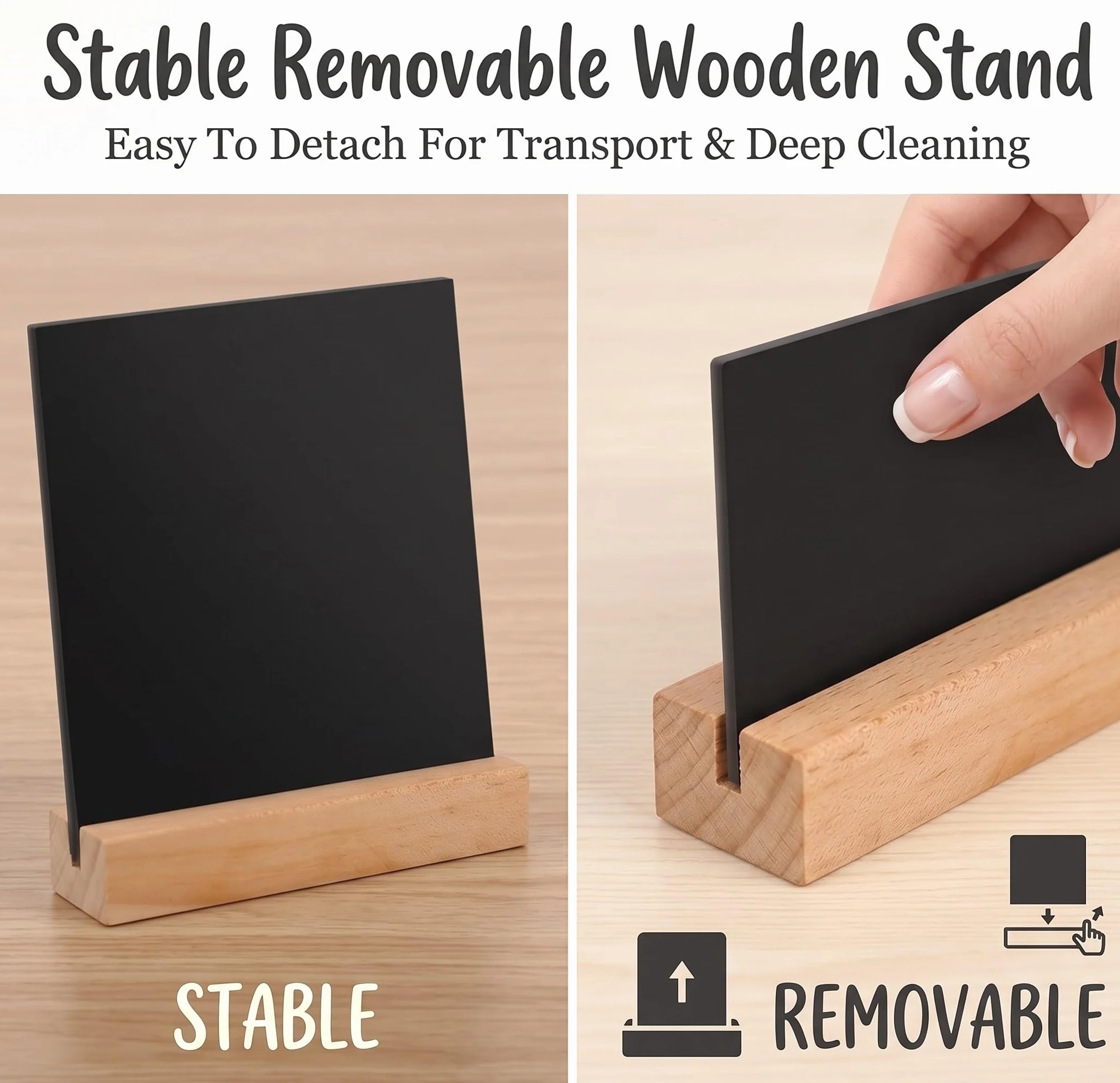 Set Lavagnette Mini 10 pz. con Supporto, in Legno (Targhette Segnaposto Scrivibili per Buffet, Prezzi e Menù, Lavagnette di Legno con Cavalletto, Perfette per Ristoranti e Negozi)