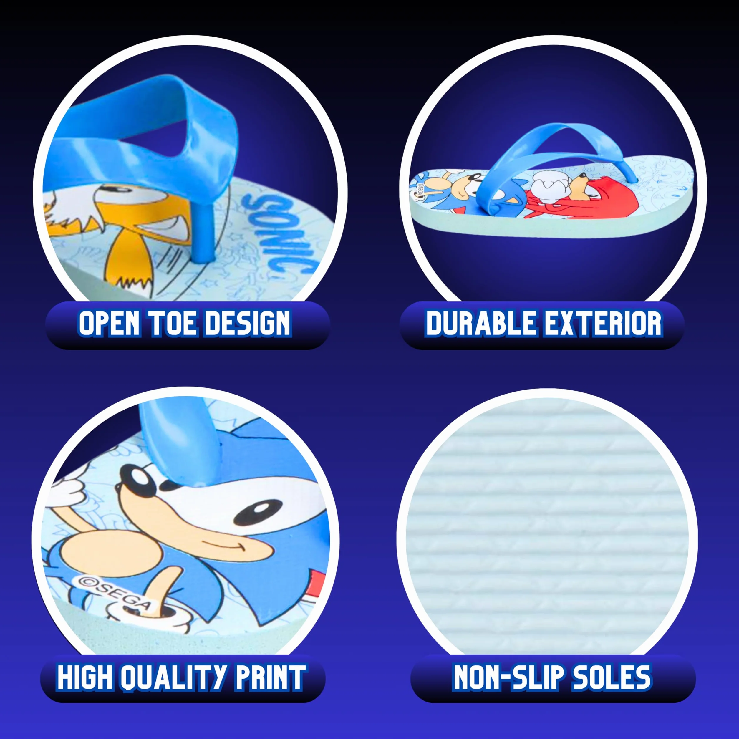 Sonic The Hedgehog Infradito per Ragazzi, Sandali Estivi Regalo per Bambino, Taglie EU 24 alla 31