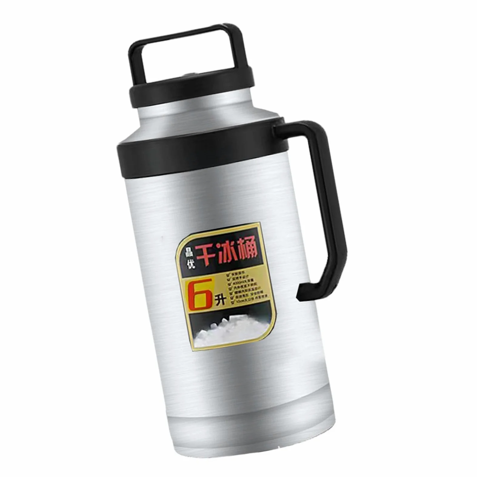 F Fityle Secchiello per ghiaccio secco Secchiello per ghiaccio secco Bottiglia d'acqua termica Contenitore per ghiaccio per eventi di catering Buffet domestici, Argento 6L
