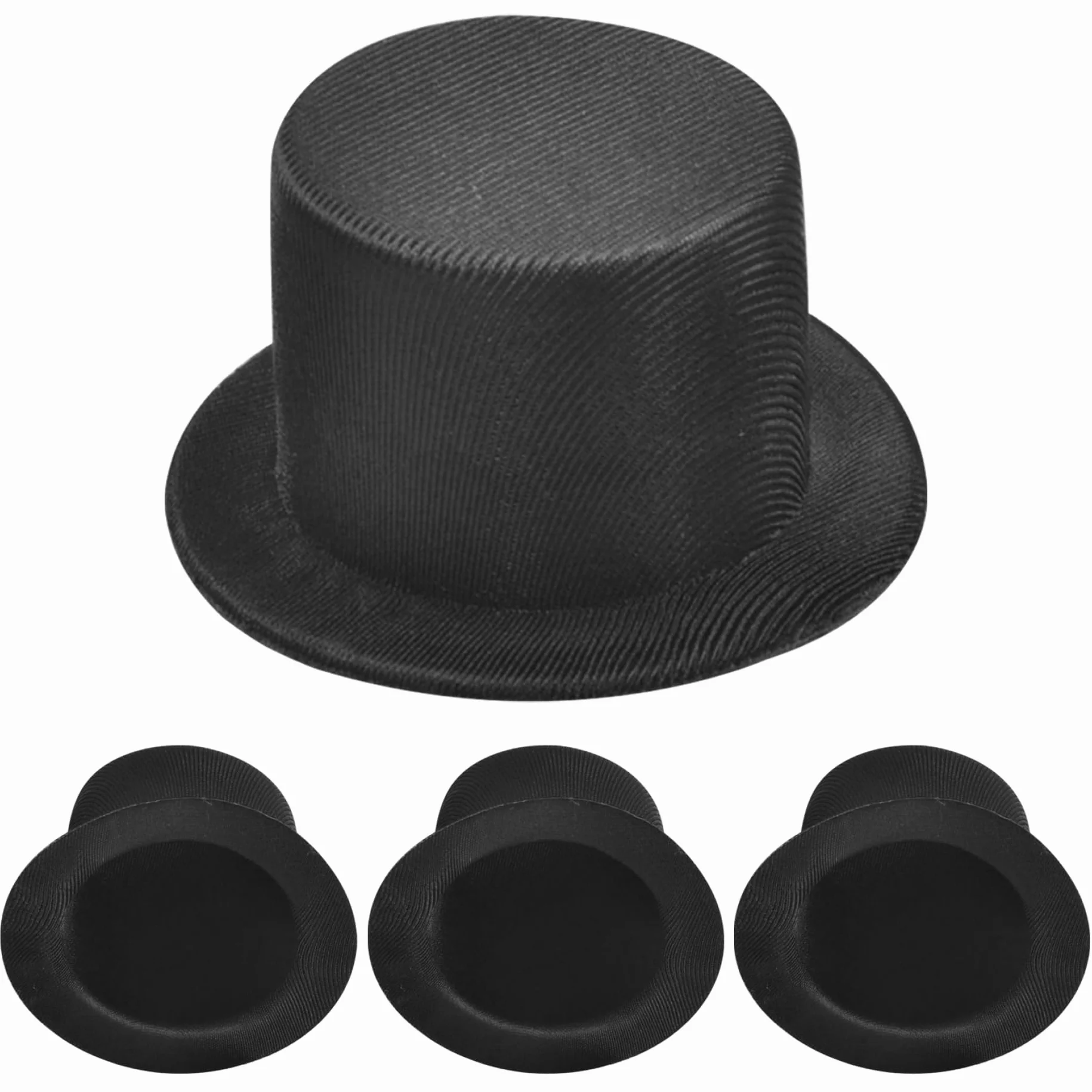 Cappelli da neve per pupazzo di cappelli neri Mini Top per artigianato 4 pezzi in miniatura Ornamenti per cappello a cilindro per la decorazione di pupazzo di pupa