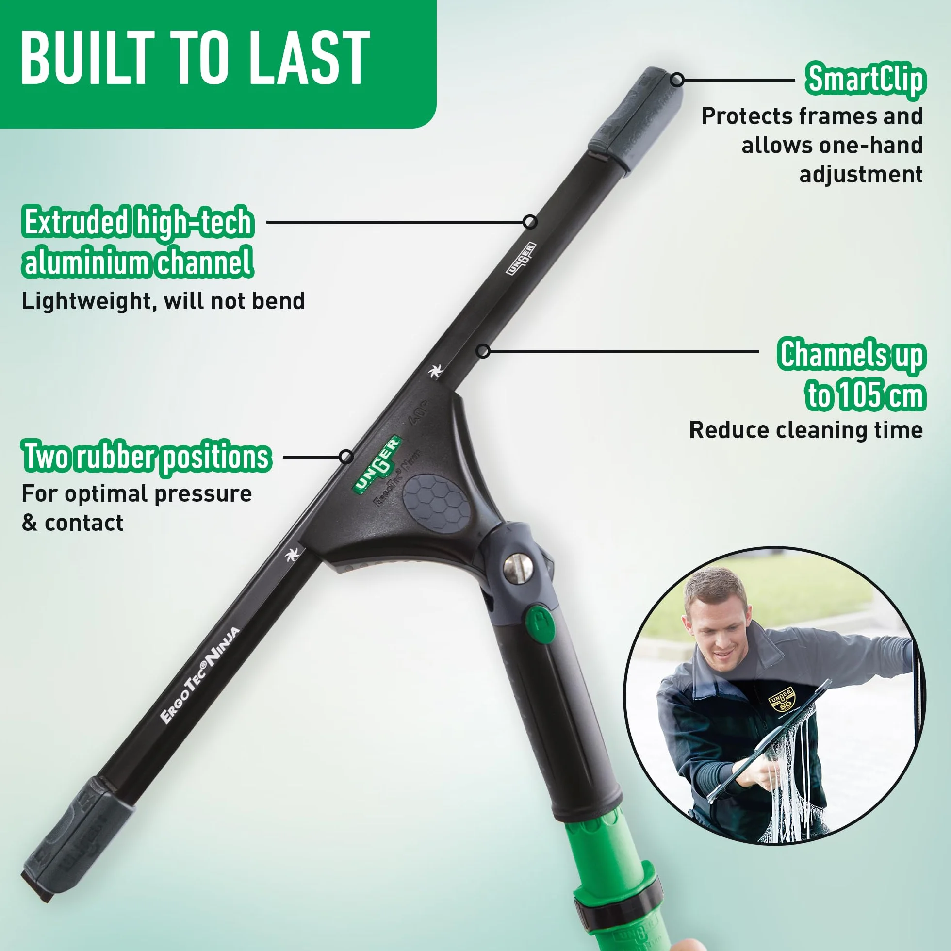 Unger EN350 ErgoTec Ninja - Tergivetri completo 40°, 35 cm, in gomma morbida