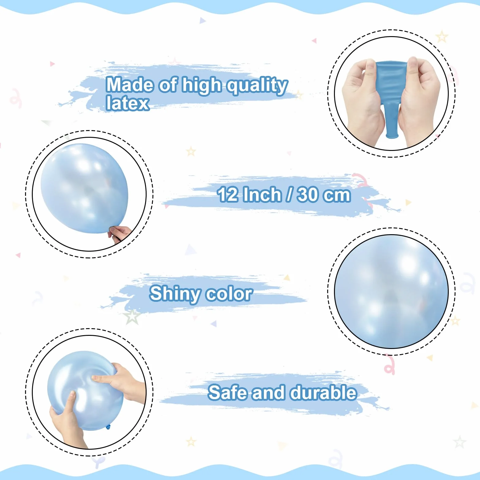 Palloncini Feste Blu Argento, 60 Pezzi 12 Pollici Blu Scuro Perlato Azzurro Metallizzato Blu Argento Palloncini con Coriandoli Palloncini per Compleanno Matrimonio Baby Shower Decorazione Anniversario