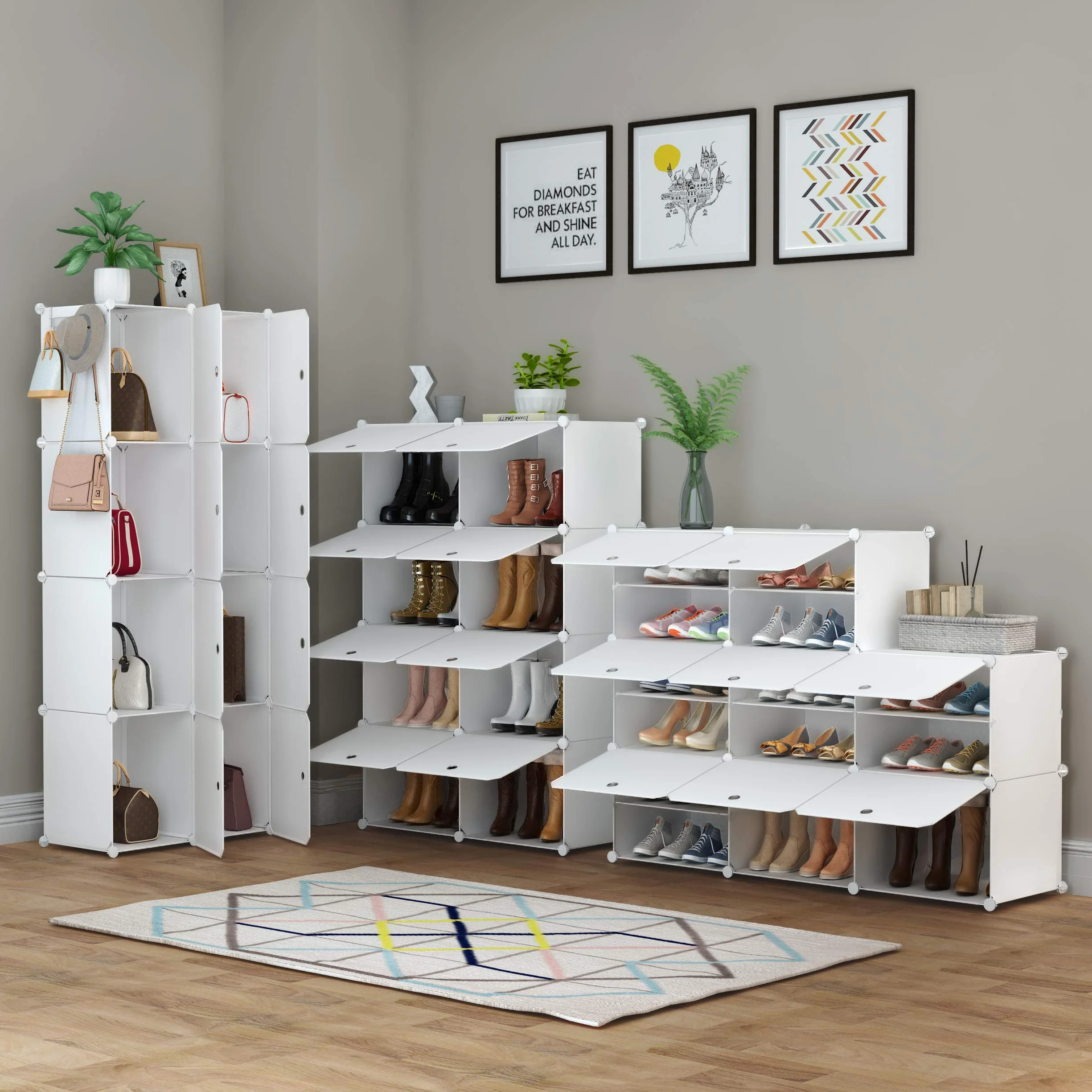 HOMIDEC Scarpiera 7 Livelli Portascarpe 28 Paia di Scarpe Scaffale Armadio Ingresso