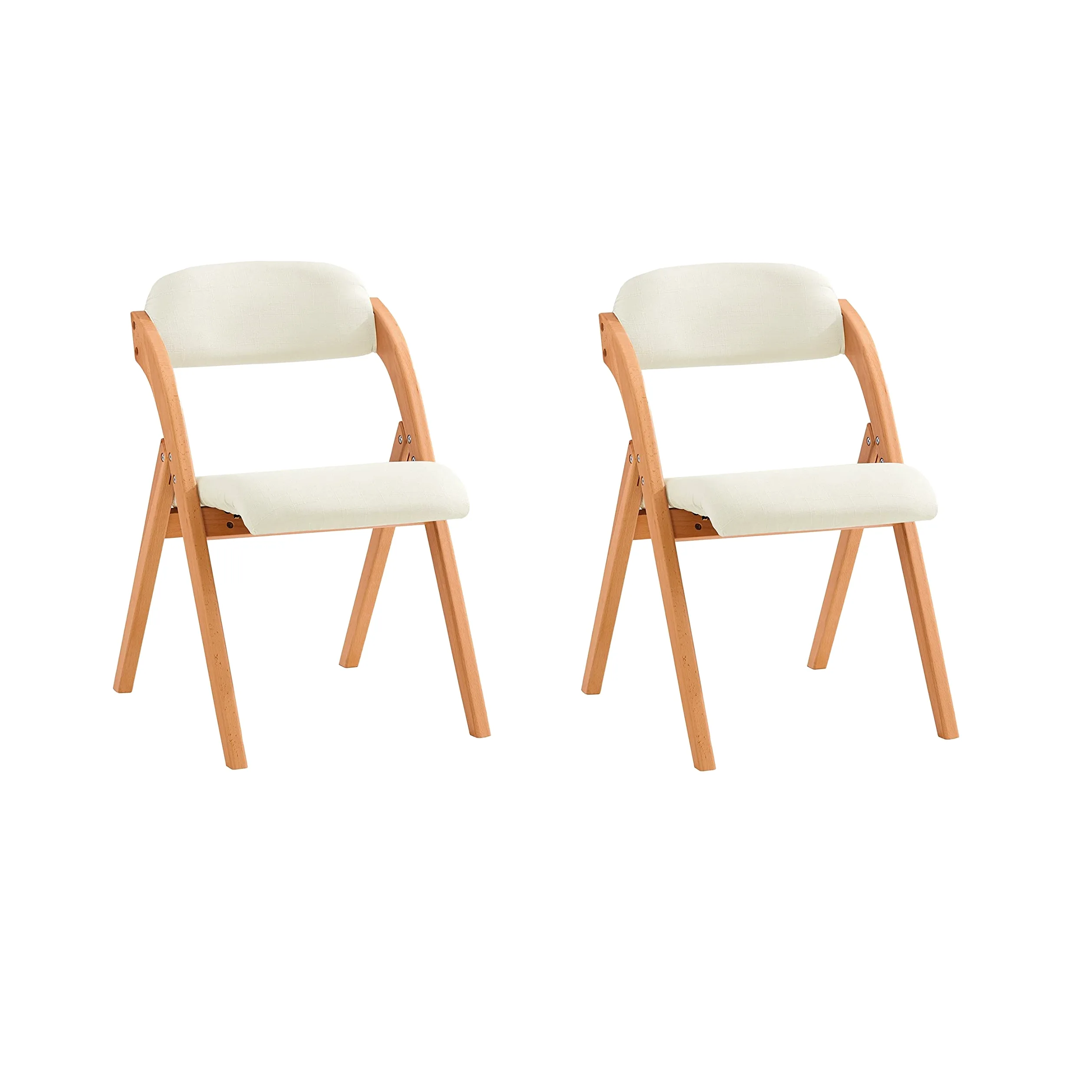 SoBuy Sedia Pieghevole in Legno Set da 2 Poltrona Imbottita da Cucina, Sedie da Interno per Ufficio, Balcone, Giardino – Sedie Pieghevoli Salvaspazio Richiudibili in Faggio, Bianco FST92-Wx2