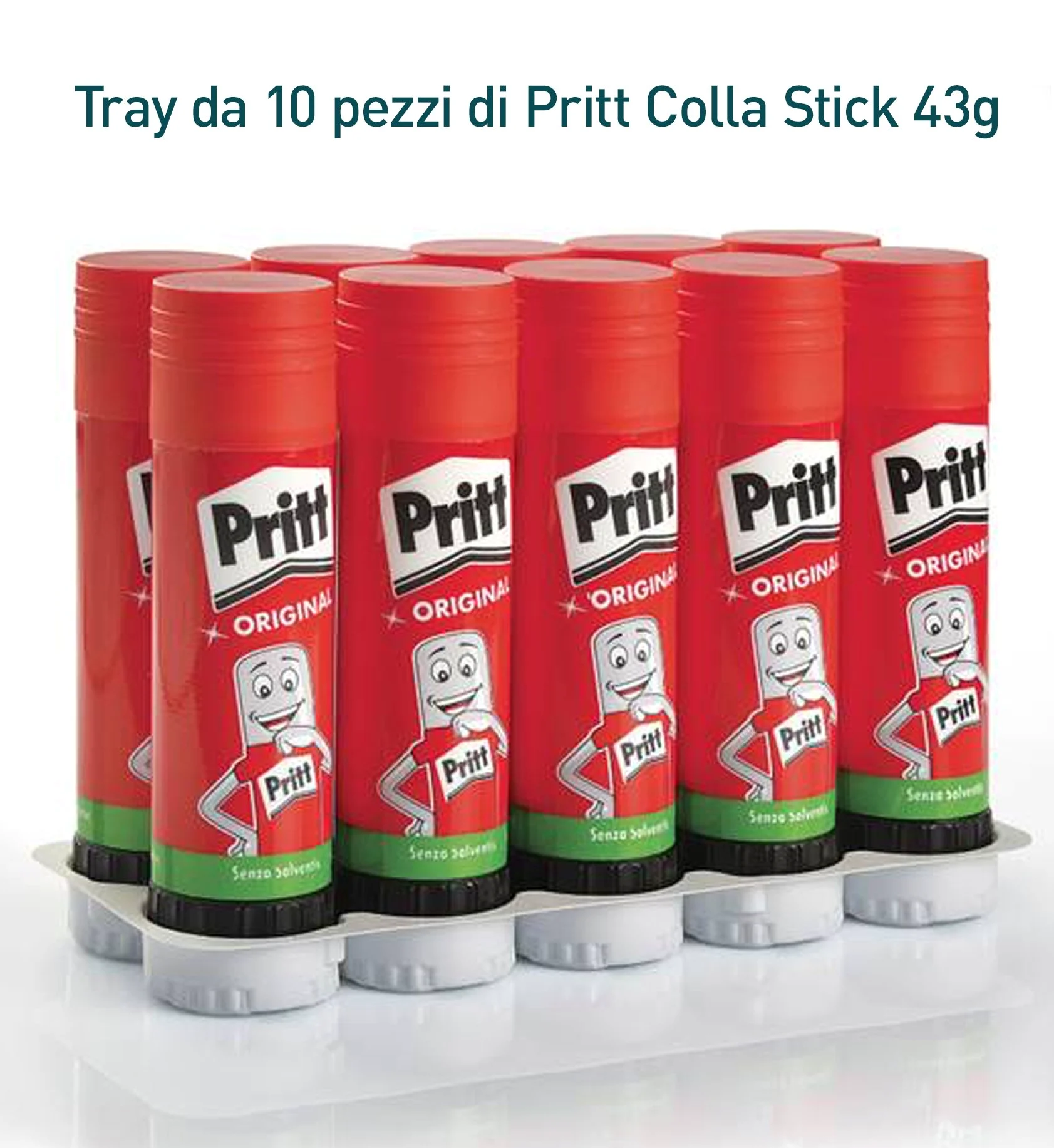 Pritt Colla Stick 10 x 43g, colla per bambini sicura e affidabile, colla Pritt per lavoretti e fai da te, con una tenuta forte per uso scuola e ufficio, 10 stick x 43g