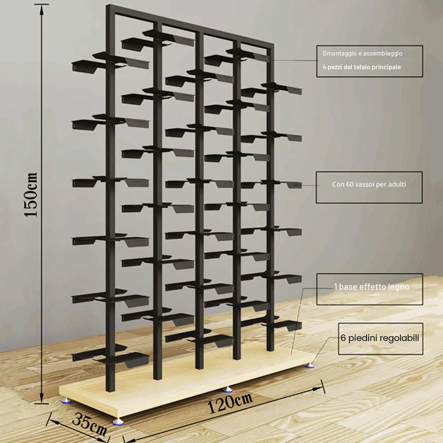 Espositori per Negozi di Scarpe Commerciali,Negozio di Abbigliamento Moderno,Grande scarpiera autoportante,scaffale per Scarpe da Ginnastica in Metallo,Supporto per Organizer per Scarpe Bout