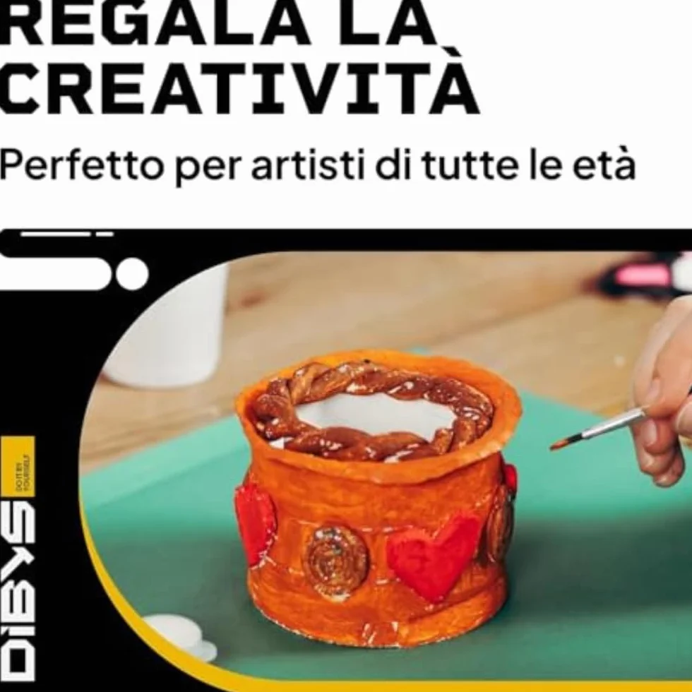Set di Ceramica per la Casa DIBYS | Kit Completo con Argilla Autoindurente Bianca, Strumenti di Modellazione, Colori e Pennelli