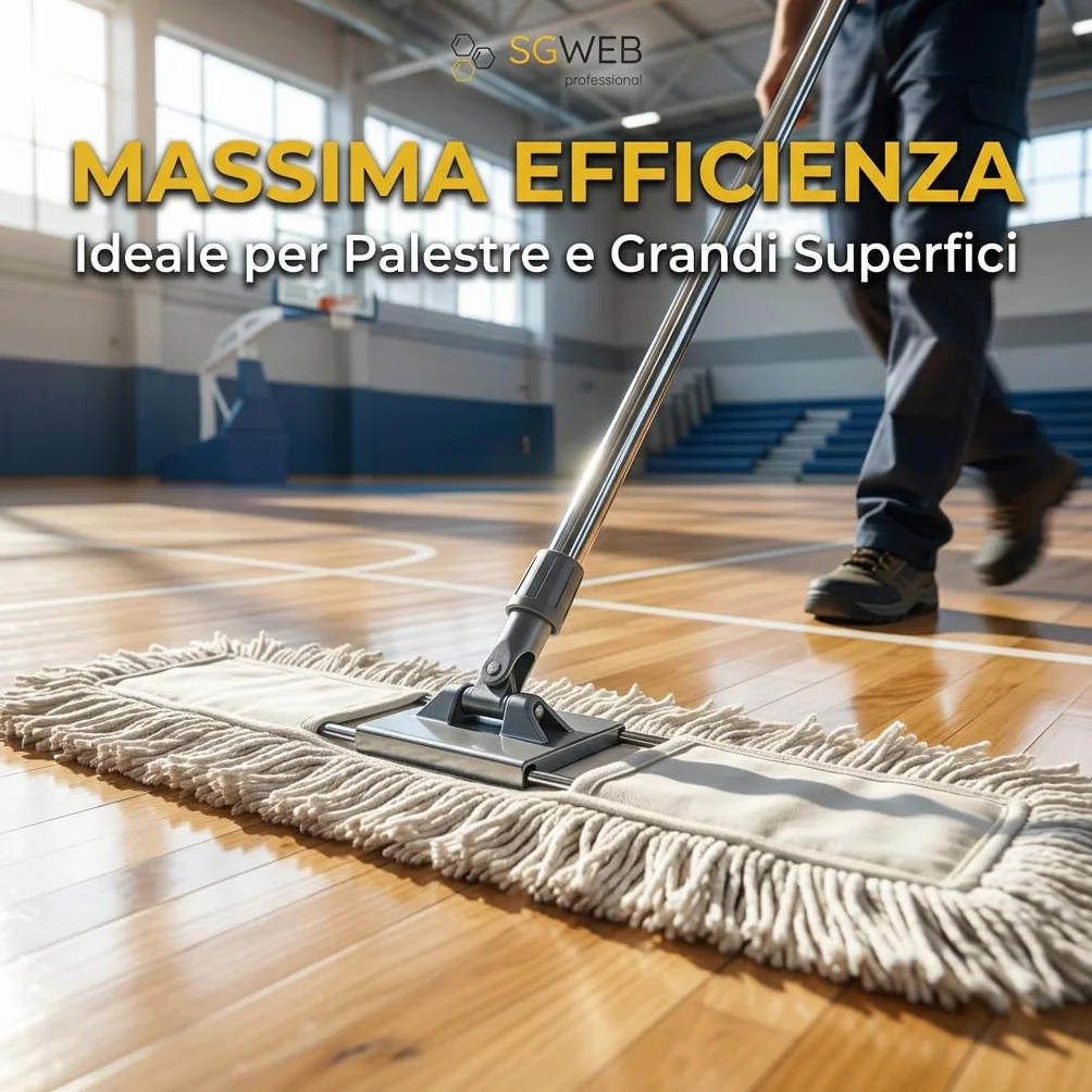 Scopa Industriale per Pavimenti 100 cm, Spazzolone Professionale con Manico Cromato