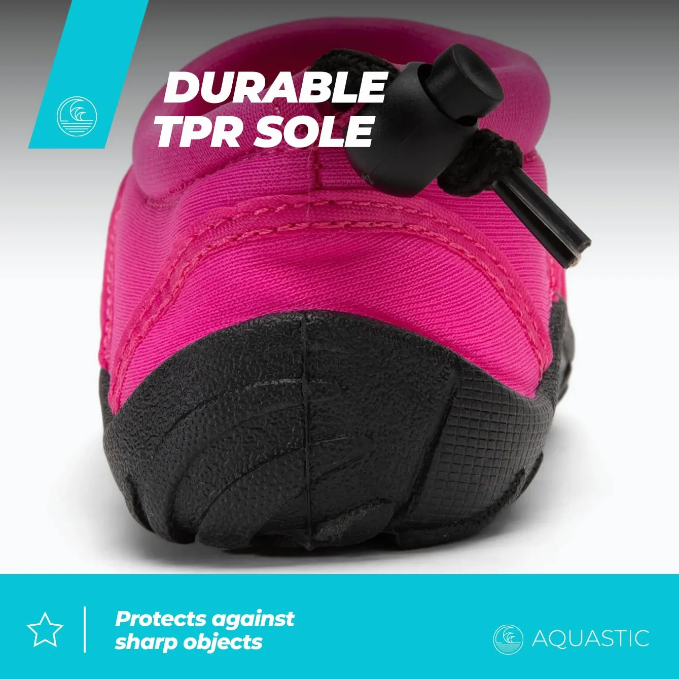 AQUASTIC Scarpe da Scoglio KEA JR Bambini Taglia 26-36 EU Scarpe da Nuoto Slip-On Suola Gomma Antiscivolo TPR Drenaggio Acqua Piscina Spiaggia