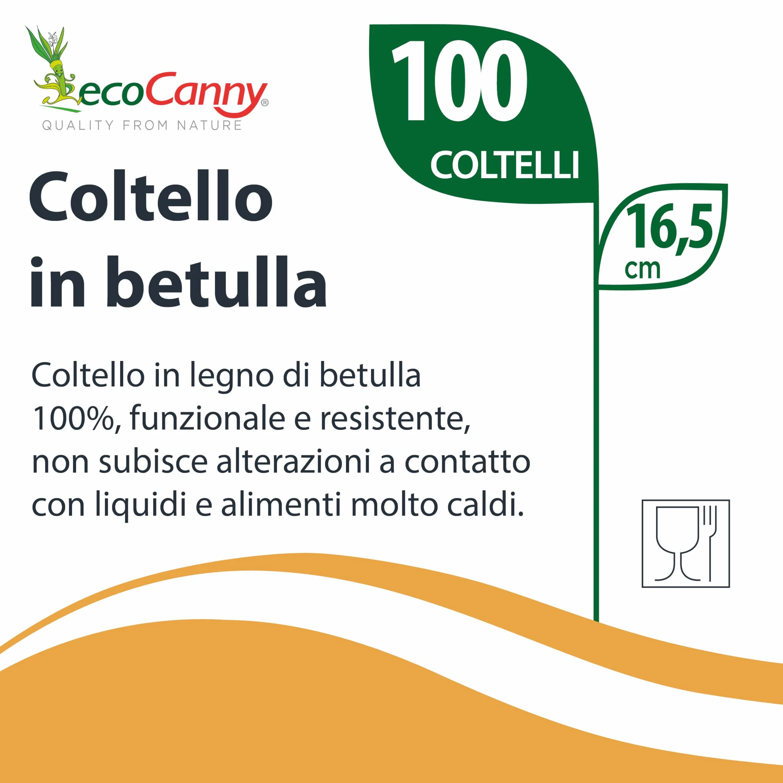 Coltelli in Legno di Betulla 160mm Compostabili 100 Pezzi