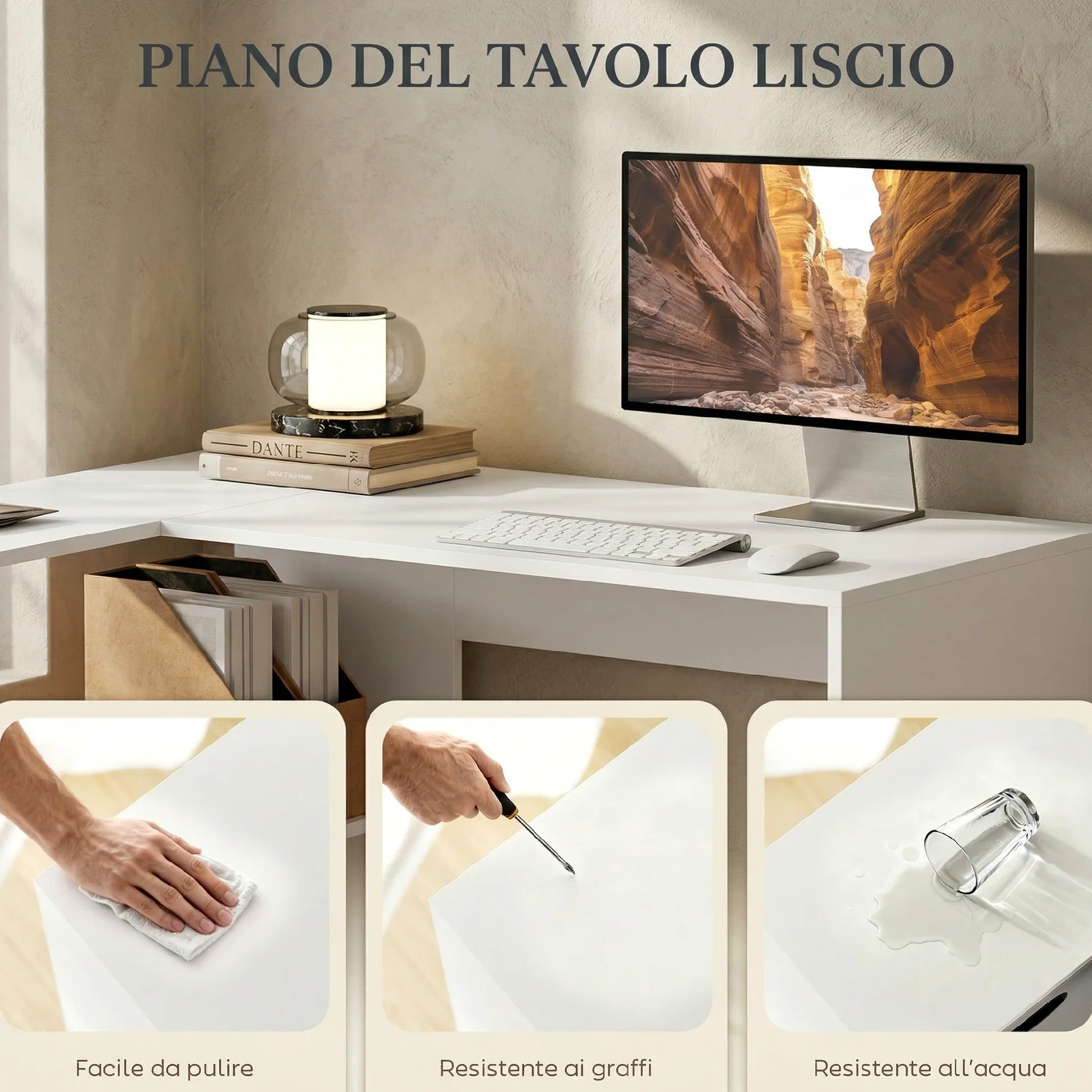HOMCOM Scrivania Angolare per Computer 110x100 cm con Scaffale Bianco | Scrivania a L, Cassetto in Tessuto, Tavolo per PC, per Ufficio Studio e Camera da Letto, ad Angolo