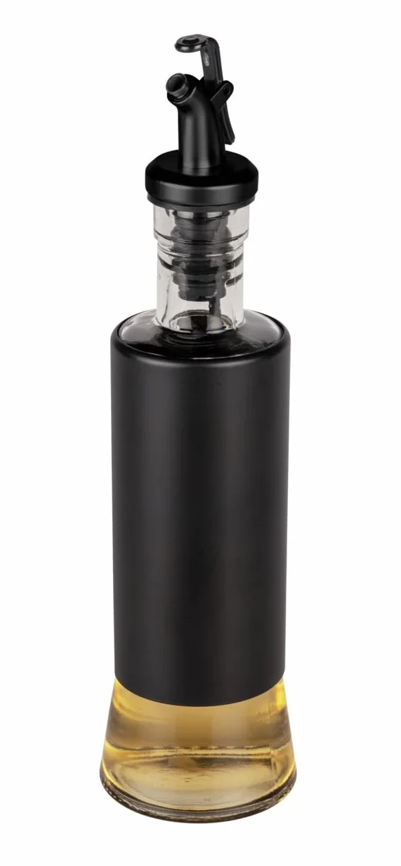 Wenko Oliera e acetiera Boga 300 ml beccuccio 1 click vetro acciaio inox plastica Ø 6 x 25 cm trasparente/nero