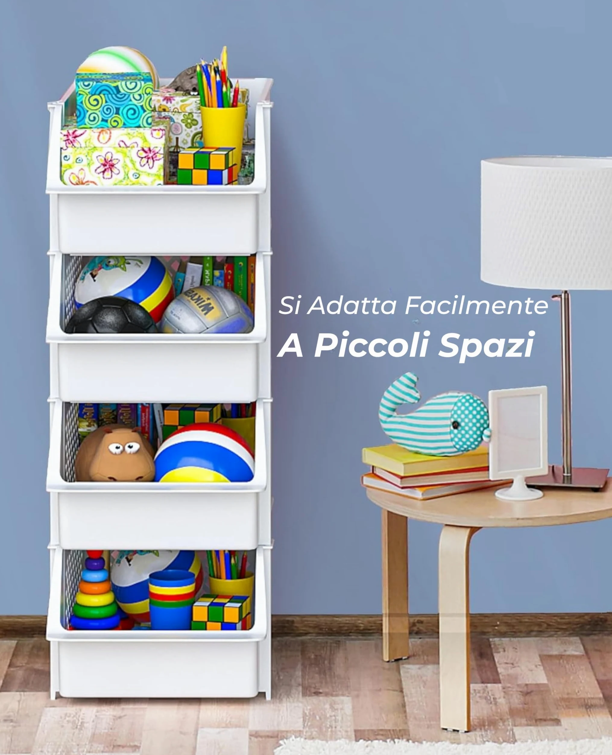 Skywin Contenitori Impilabili Set Da 4, Apertura Frontale | Organizer Dispensa Con Apertura Frontale, Ceste In Plastica Impilabili, Set Da 4, Per Cucina E Garage