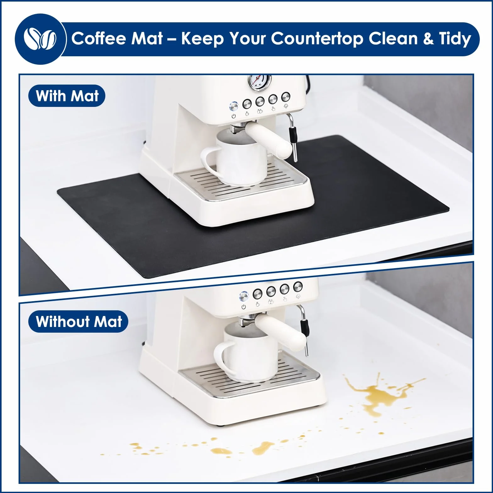 Tappetino macchina caffè 40x30cm assorbente per cucina scolapiatti lavandino Nero
