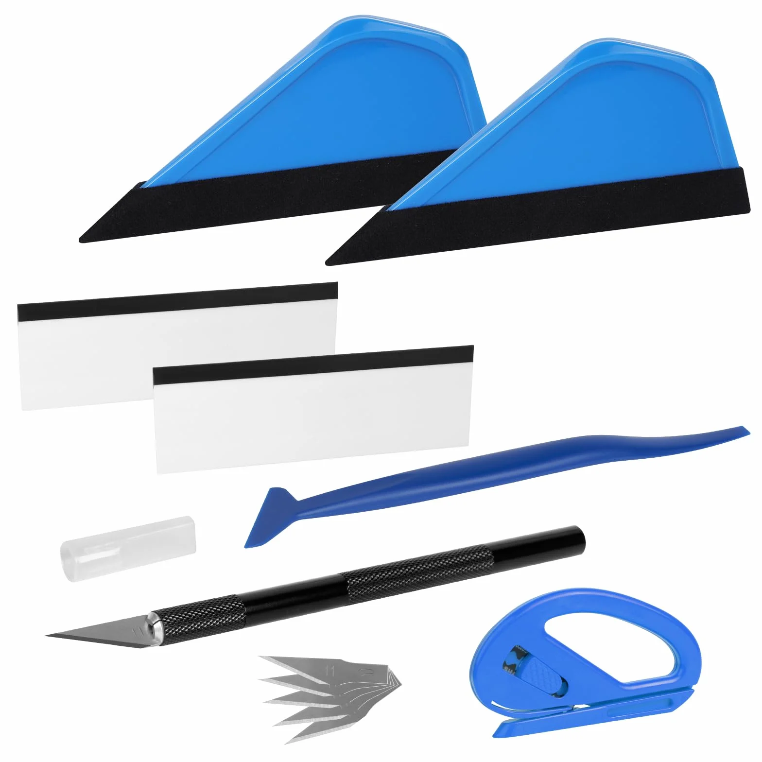 AiQInu Kit 7 Pcs Attrezzi Installazione Pellicole per Vetri Auto con Taglierino e Spatole