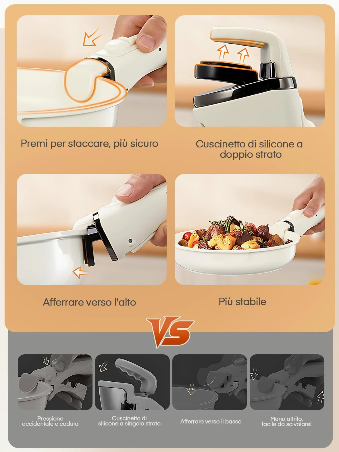 Set Di Pentole 17 Pezzi Con Manici Rimovibili, Padelle Ceramica Non Tossiche, Pentole Antiaderente, Impilabile Per Tutti I Piani Cottura, Adatto Al Forno, Impilabile E Lavabile In Lavastoviglie