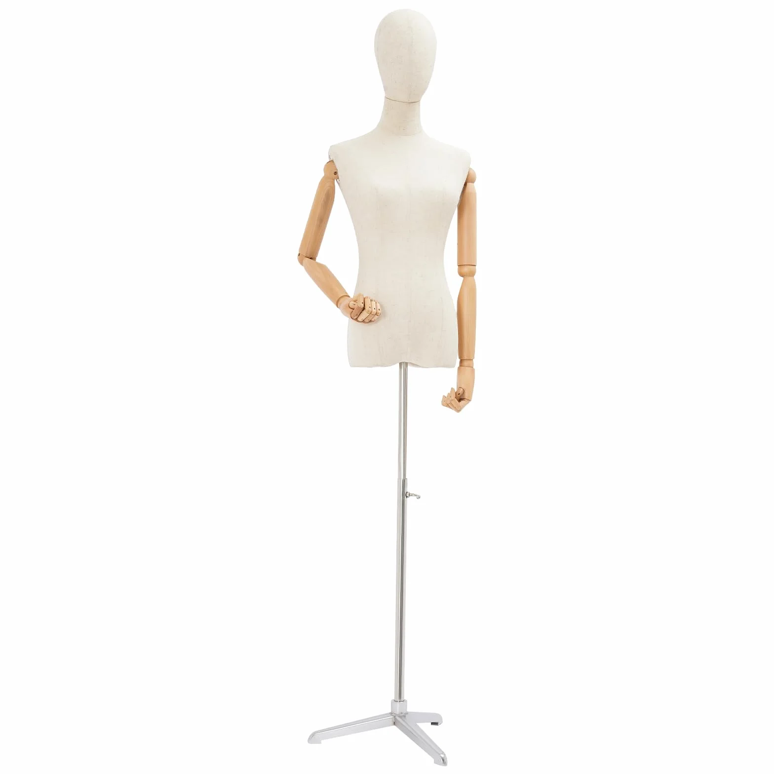 Manichino femminile, manichino da sarta, altezza regolabile 157 – 215 cm, manichino da donna con braccia flessibili in legno, manichino per abiti e gioielli