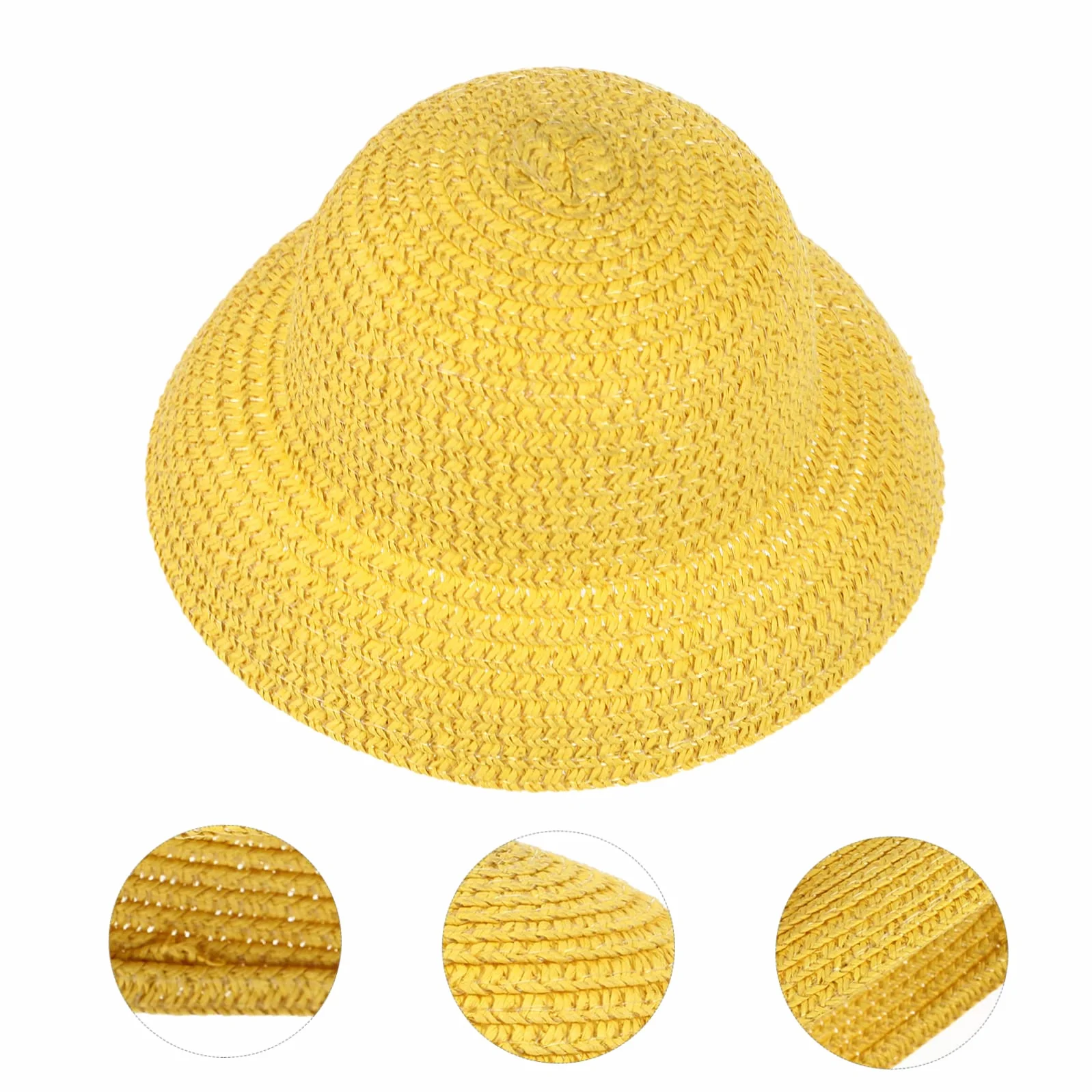 BESTonZON Cappello di Paglia Giallo per Bambola, Accessorio Costume Fatto a Mano e Atmosfera, per Mini Casa e Decorazione Artigianale
