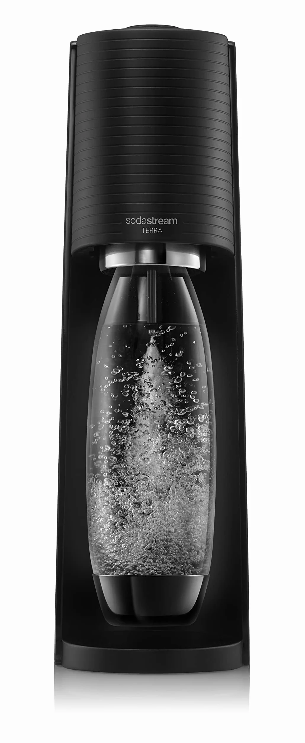 SodaStream Gasatore Terra Value Pack Nero con 2 Bottiglie Fuse Lavabili in Lavastoviglie 1L e Cilindro CO2 Quick Connect