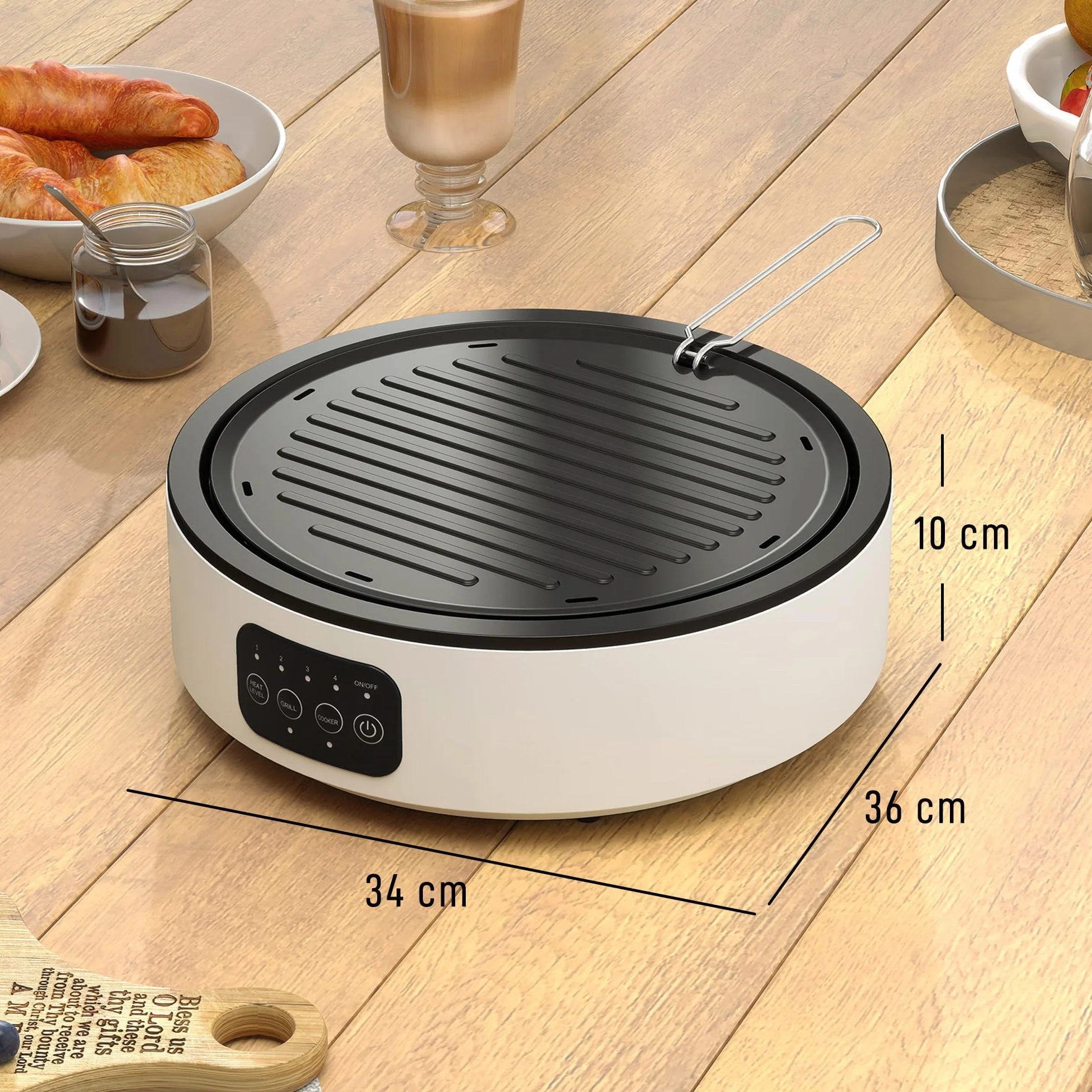 HOMCOM Piastra Elettrica a Infrarossi Portatile 2000W 2 in 1 Vetroceramica 4 Livelli Potenza Ø30cm