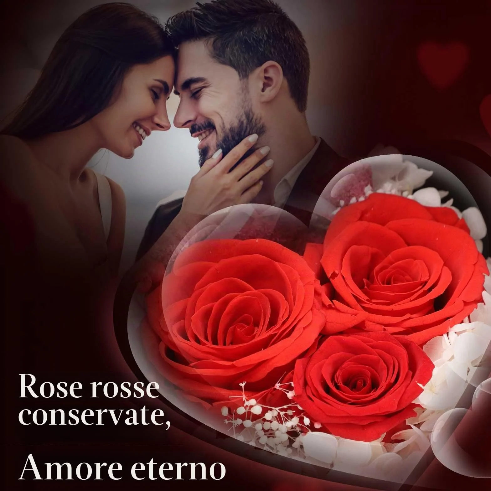 ADDWel Rosa Stabilizzata Eterna con Collana e Orsetto di Rose, Idee Regalo Compleanno per Donna Mamma Fidanzata Moglie