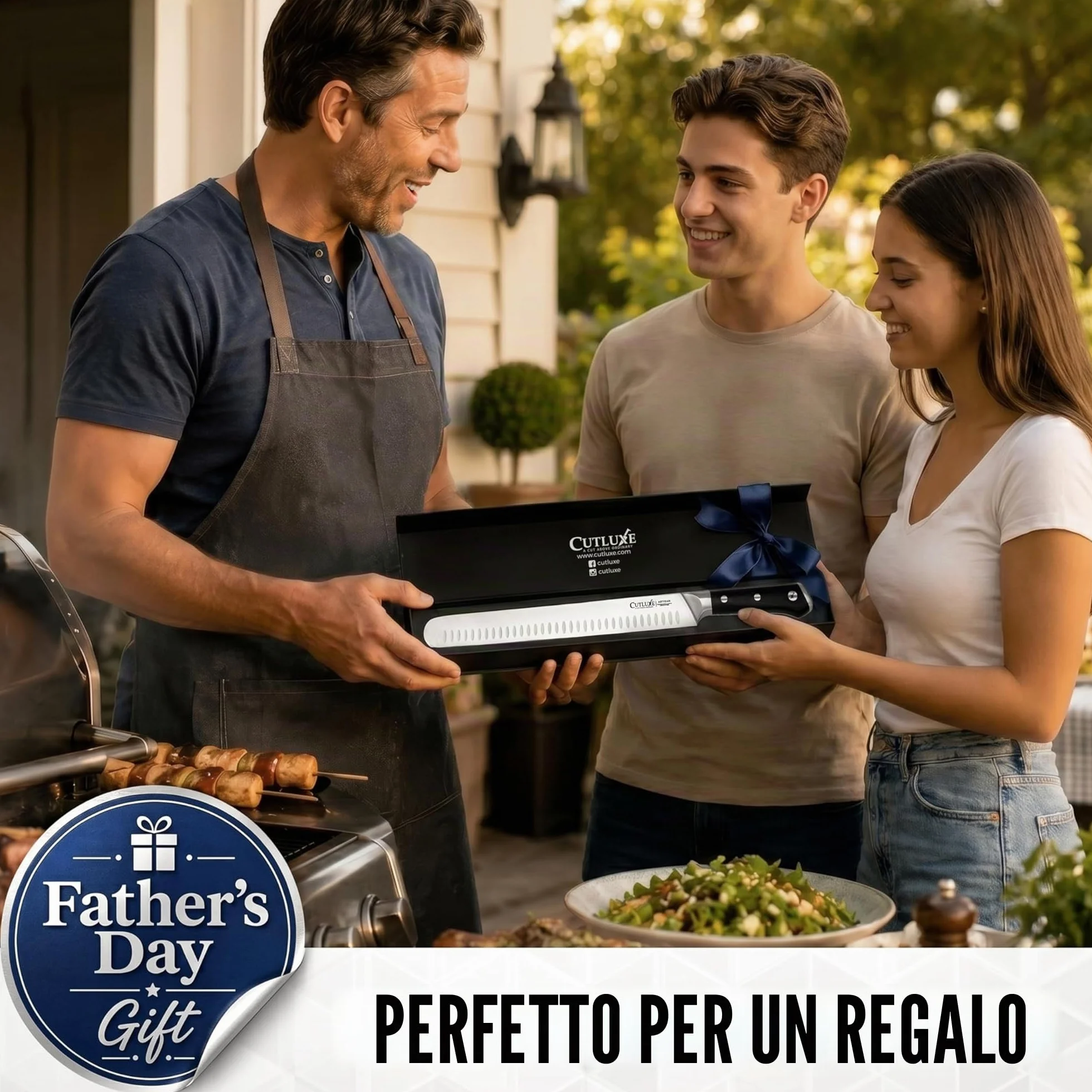 Cutluxe Coltello da Prosciutto Professionale - 30cm Coltello per Affettare Salumi e Carne - Acciaio al Carbonio, Lama Affilata e Resistente con fodero - Artisan Series