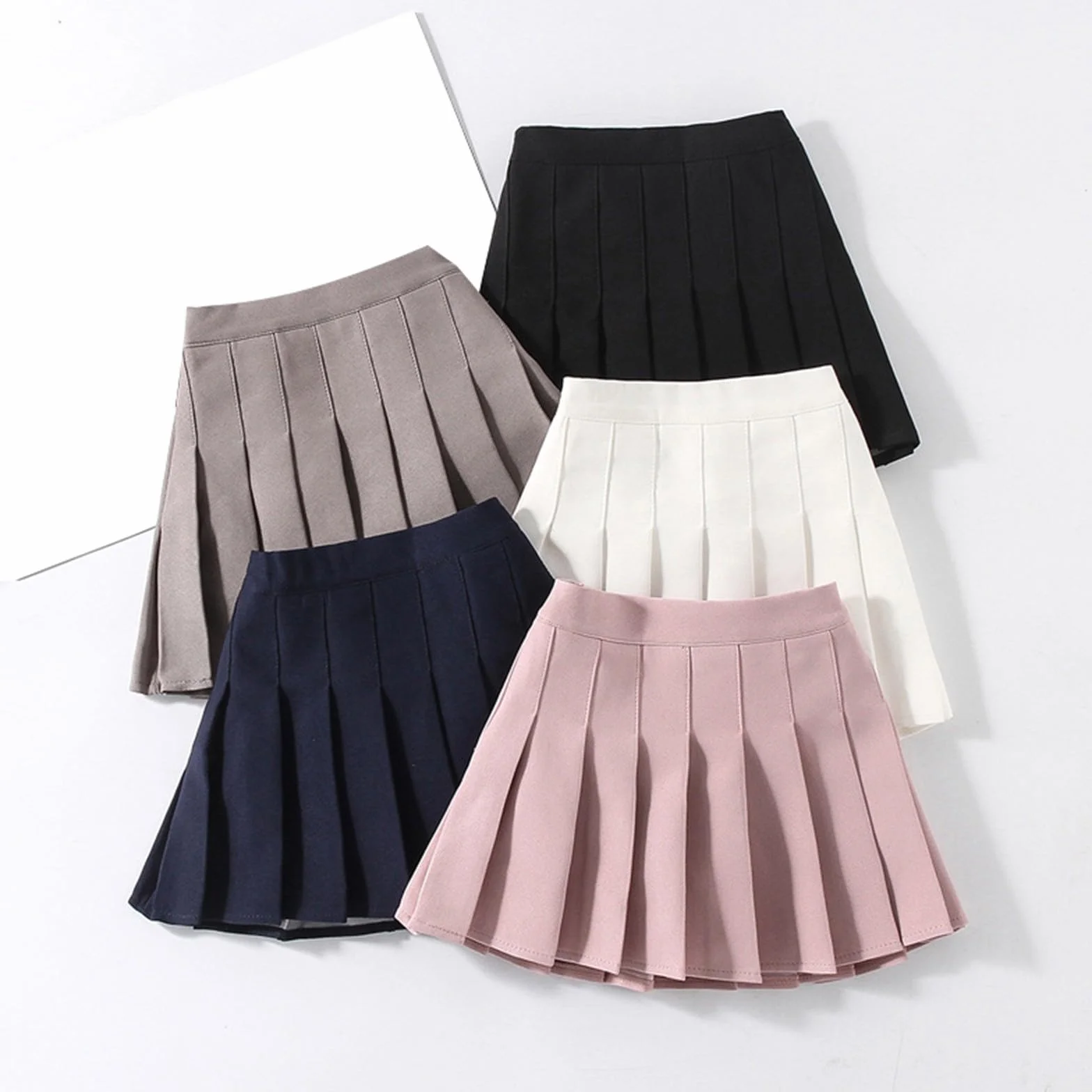 Gonna scolastica pieghettata mini per ragazze elastico in vita sportiva