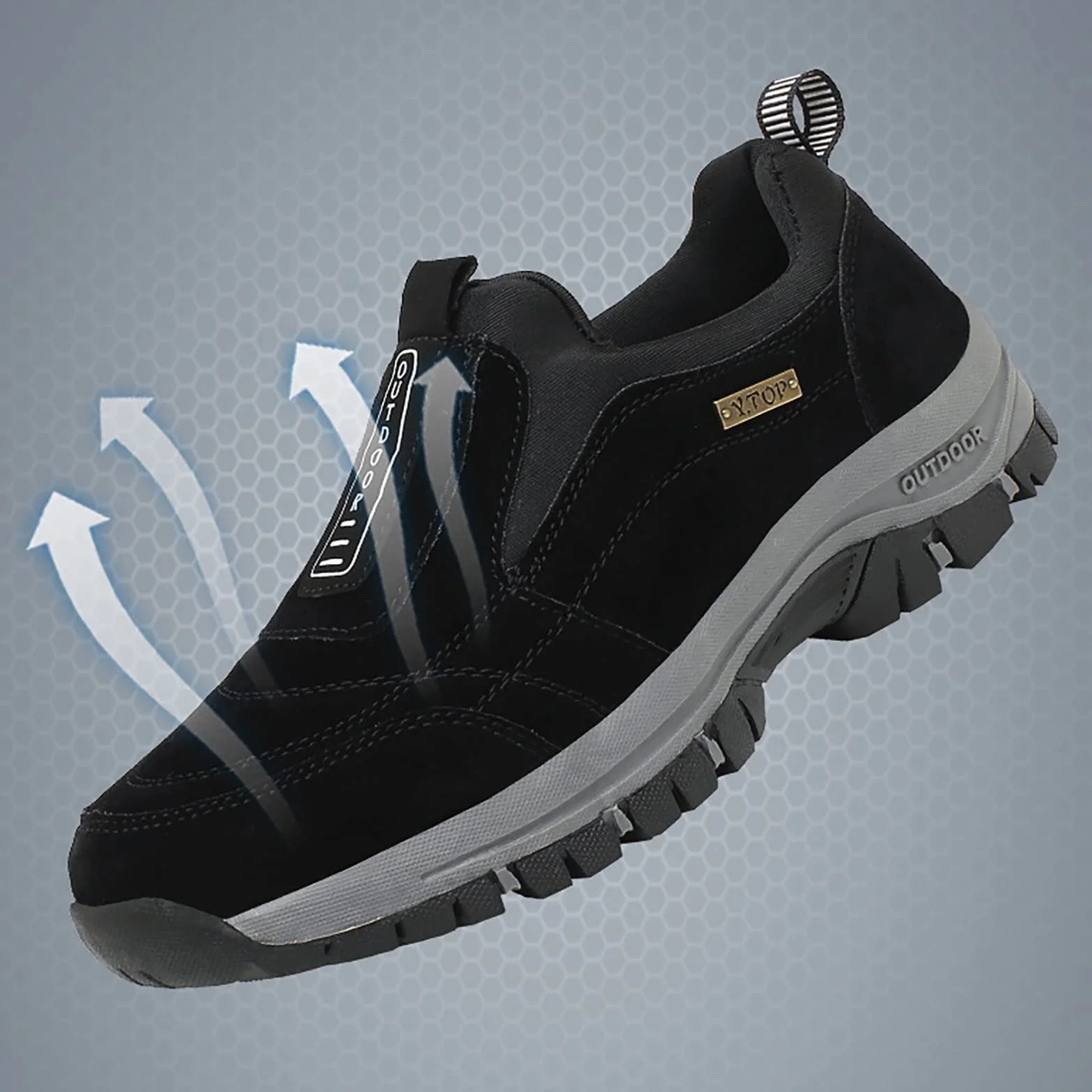 Scarpe ortopediche da uomo slip-in antiscivolo leggere comode larghe per trekking
