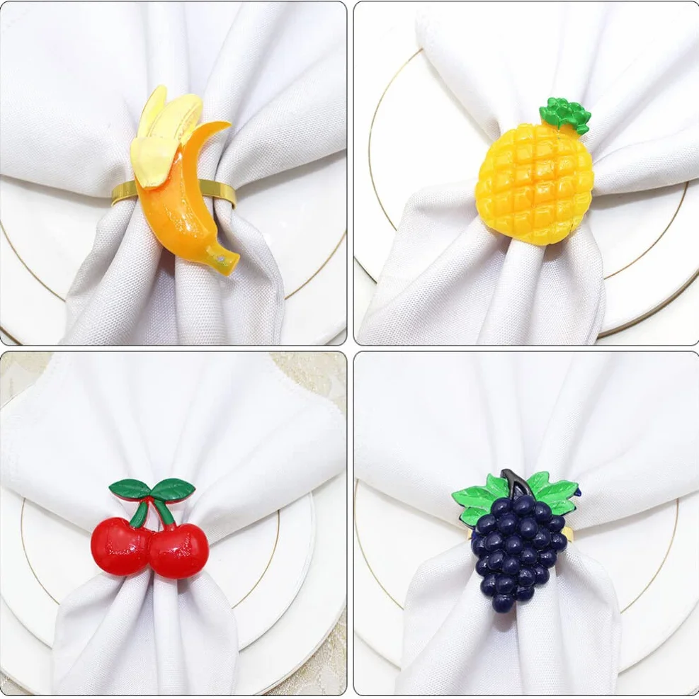 HEMOTON 6 Pezzi Fibbia Del Tovagliolo Di Frutta Portatovaglioli Di Porta Tovaglioli Portatovagliolo Tropicale Portatovaglioli Da Matrimonio Centro Tavola Ciliegia Estate Banchetto Lega
