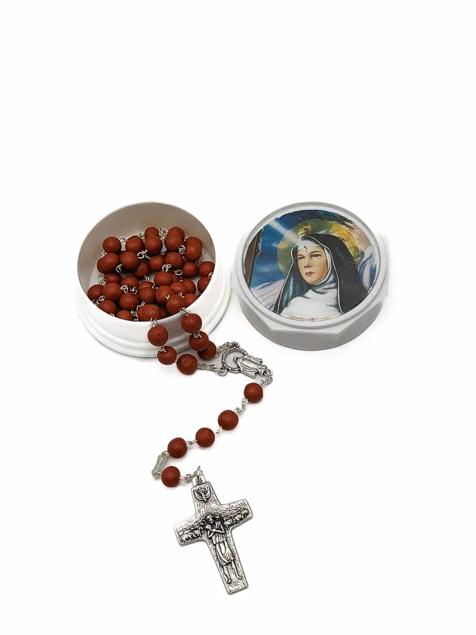 OVUNQUE PROTEGGIMI Rosario con Croce di Papa Francesco profumato alla Rosa. con Veri Petali di Rosa. con Scatola portarosario Santa Rita. Rose Petal Rosary.