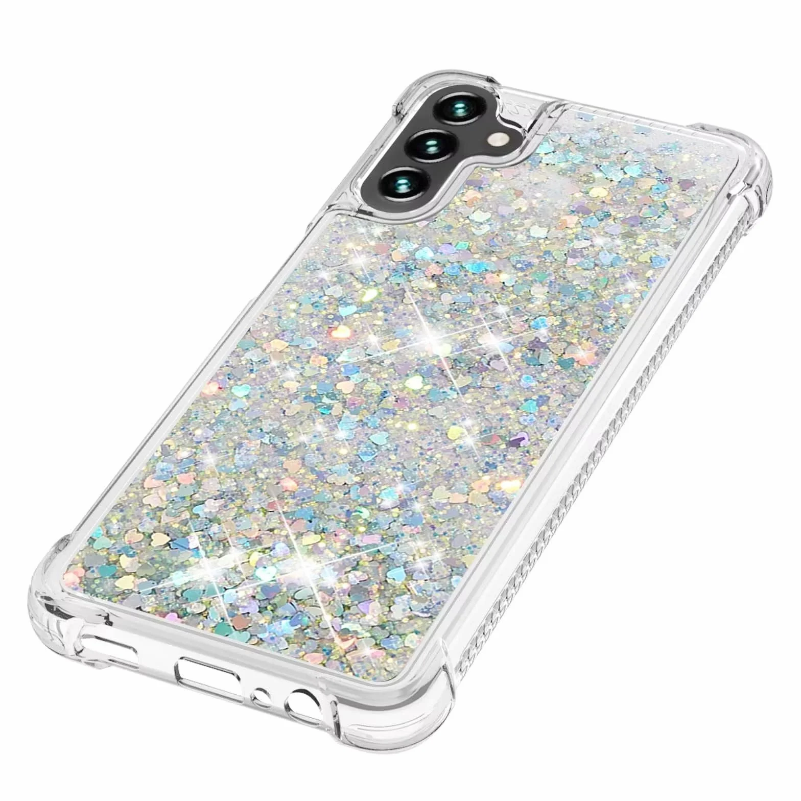 Miagon Glitter Bling Liquido Custodia Samsung Galaxy A34 5G Sabbie Mobili Trasparente Cover Silicone Protettivo Brillantini