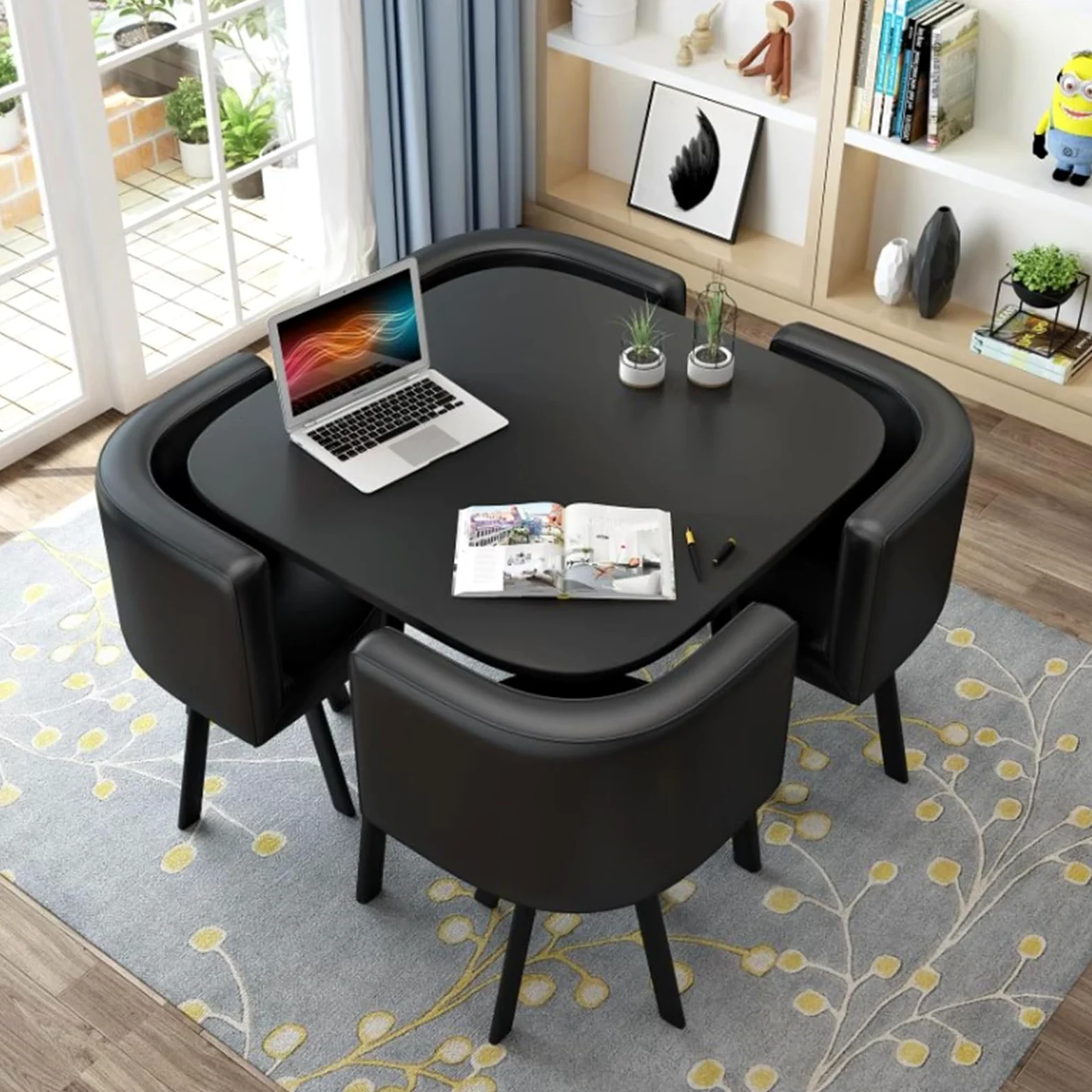 Set tavolo e sedie moderno Generic 4 persone tavolo rotondo 90 x 90 x 75 cm per caffè, ufficio e soggiorno