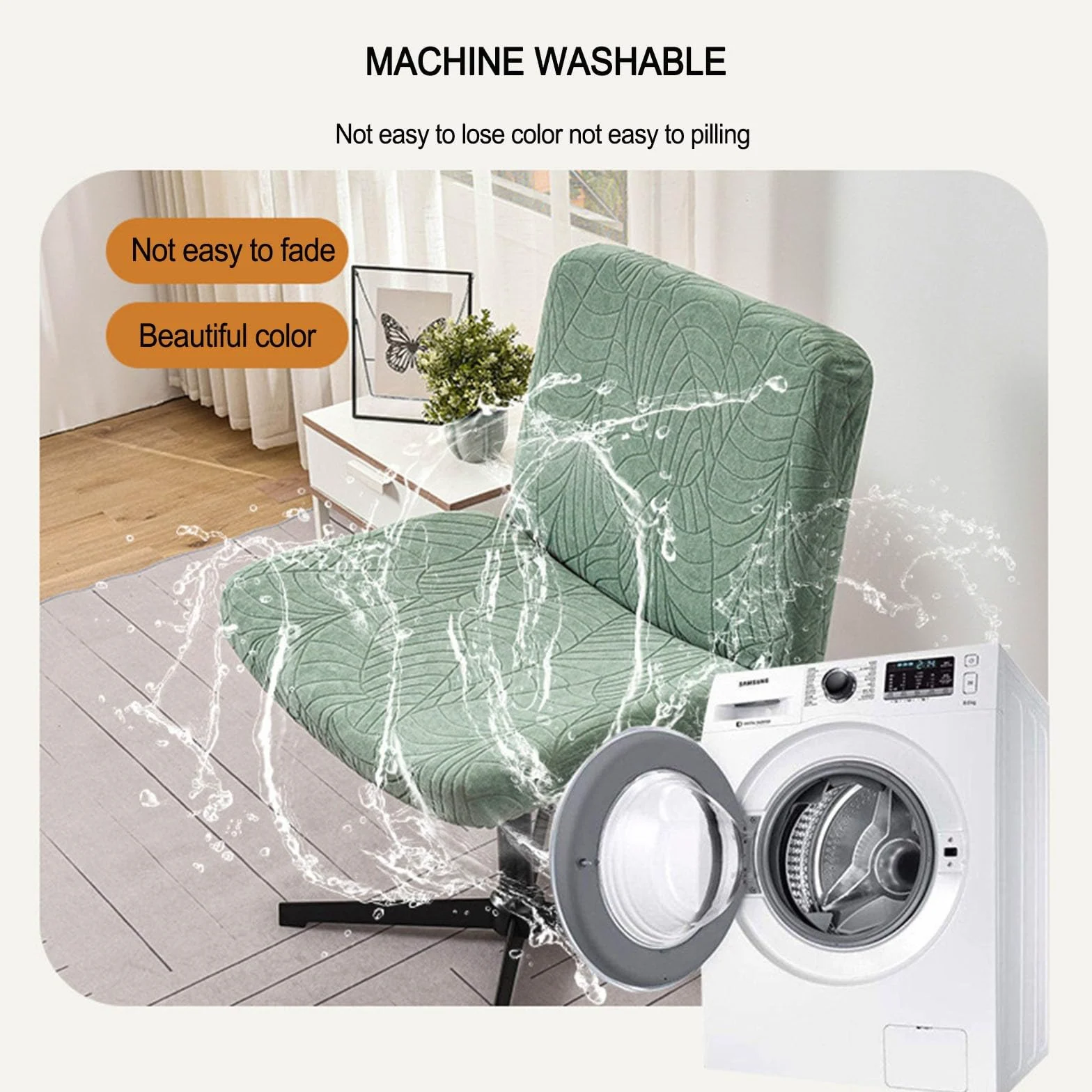 Coprisedia da ufficio per sedie girevoli, elastico, senza braccioli, design spazioso, ideale per soggiorno, camera da letto, sedie da trucco, elegante e protezione