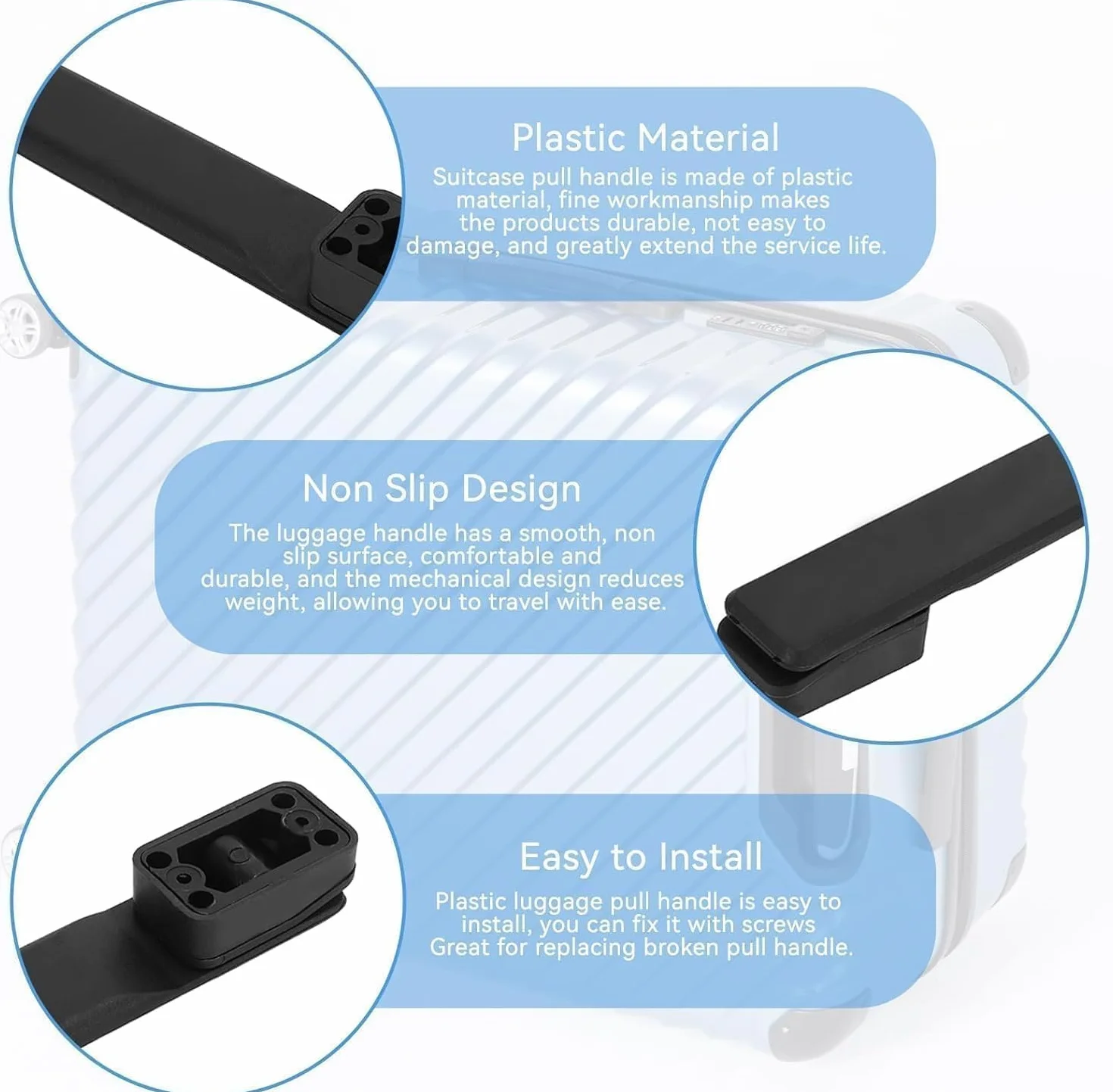 Agatige Maniglie di Ricambio per Valigie, 20CM Sostituzione Maniglia per Bagagli in Plastica (2Pcs)