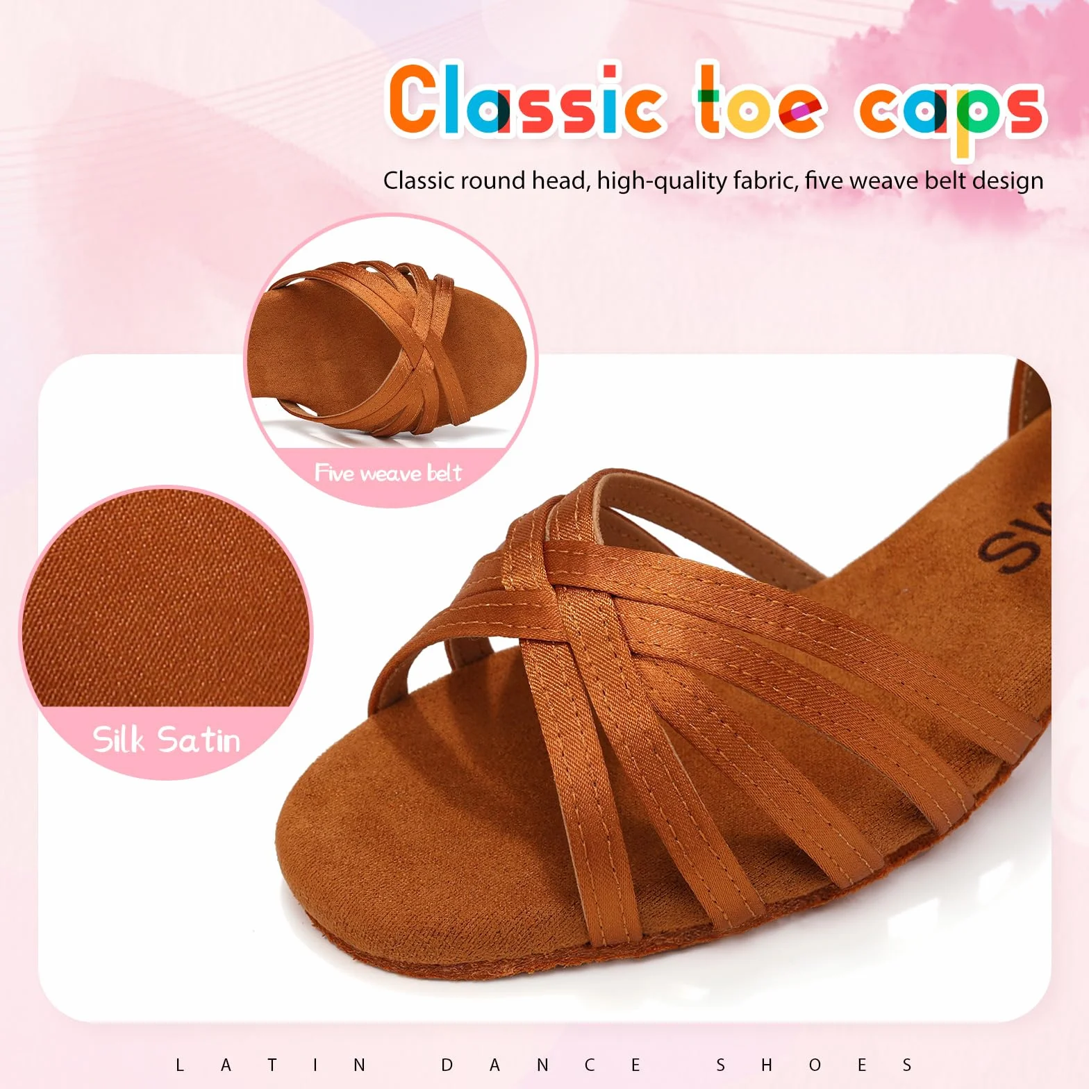 SWDZM Scarpe da Ballo Latino Americano Bambina Standard Salsa Tacco 3 cm