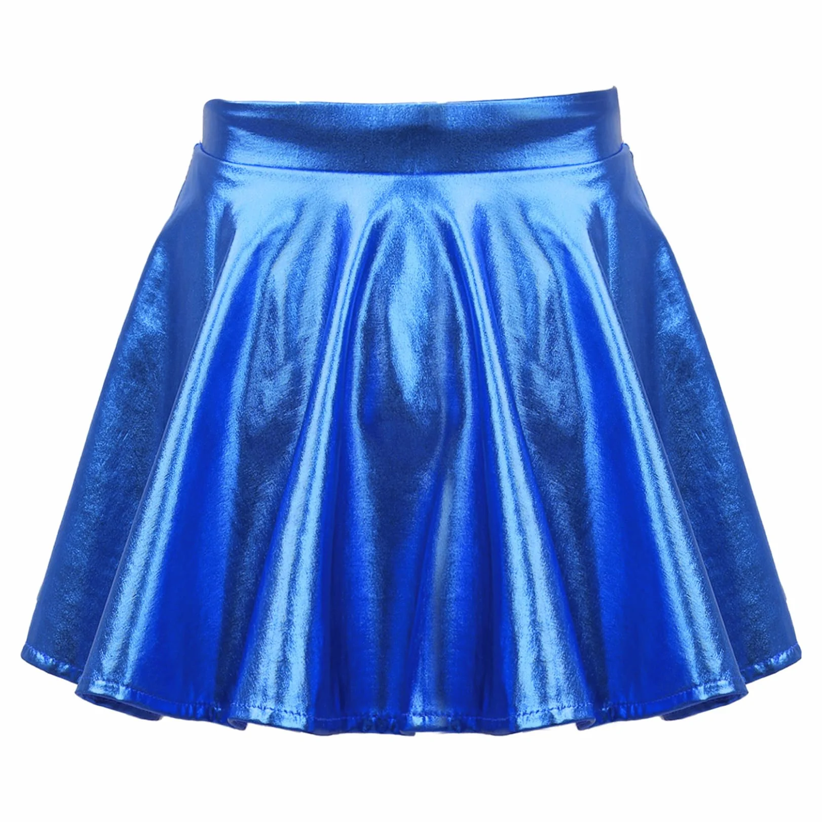 Bambine Ragazze Gonna Ballo Danza Aline Mini Pieghettata Svasata Metallo Lucido