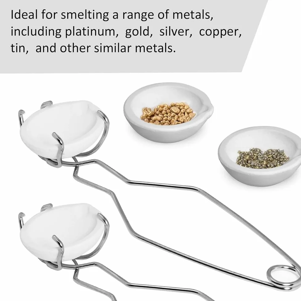 Kit Crogiolo da 6 Pezzi, Tazza per Crogiolo nel Ceramica al Quarzo, Crogioli per Fusione di Metallo, Fusione di Fusione e Raffinazione di e