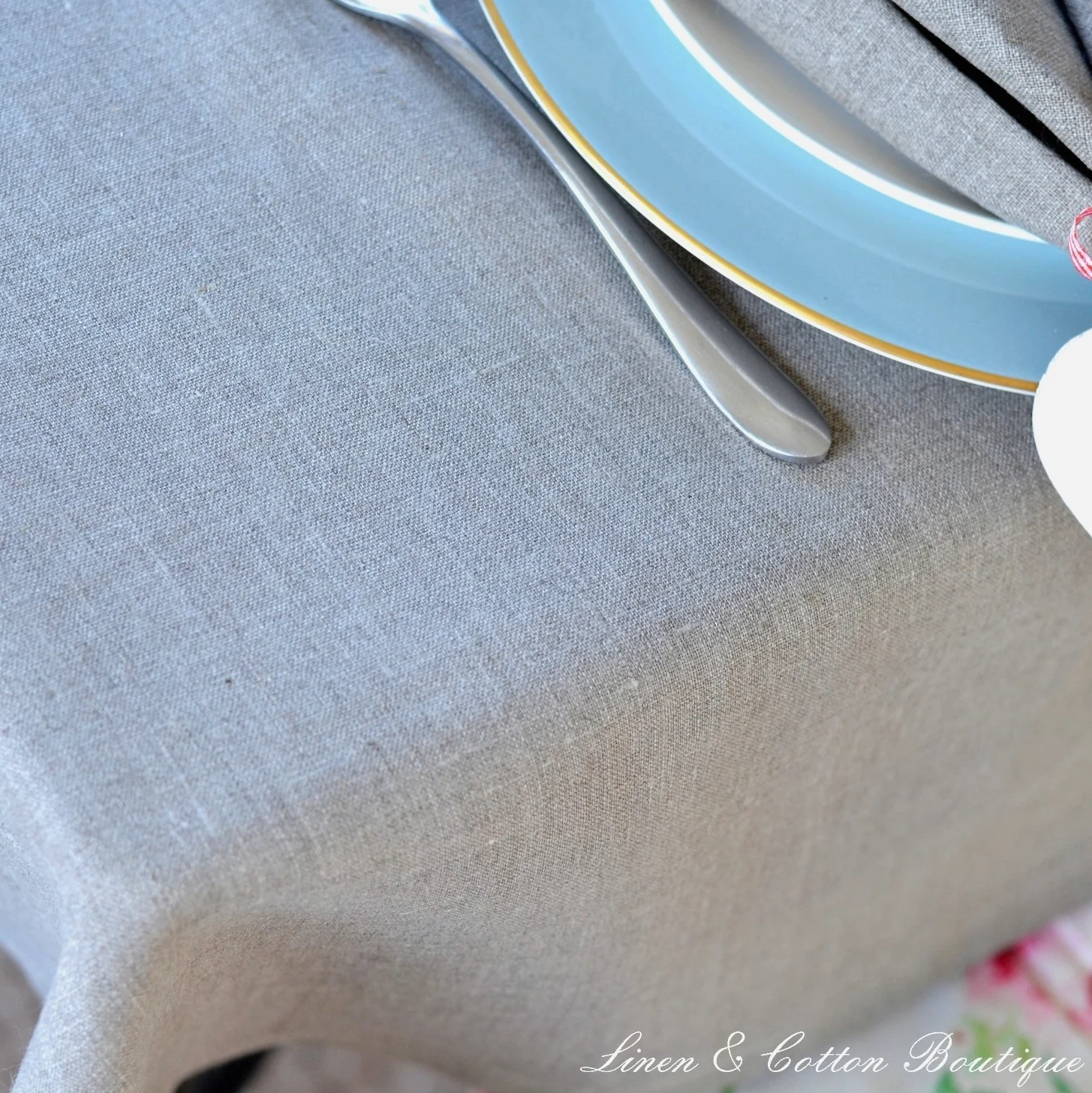 LINEN & COTTON Tovaglia da Tavola In Stoffa Con Orlo A Giorno FLORENCE, 100% Linen (143 x 350cm, Beige/Naturale)